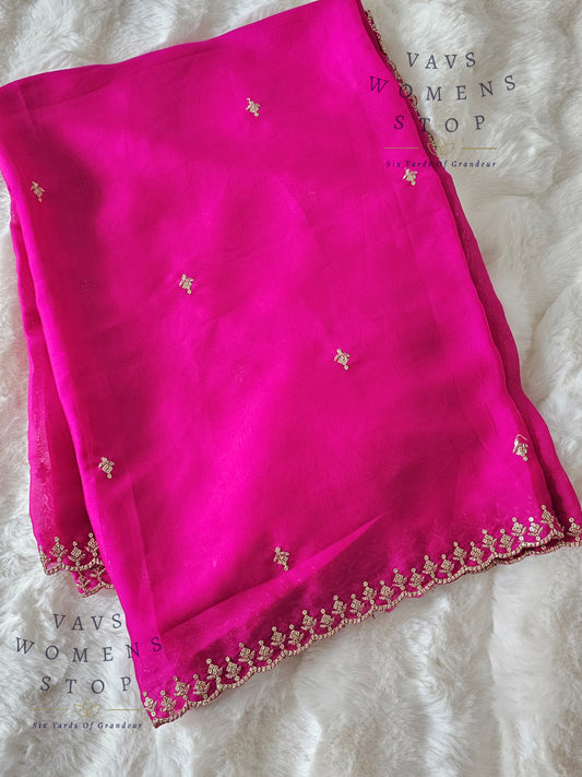Soft Georgette Cutwork Dupatta – Pink Shade | Perfect for Lehengas & Frocks