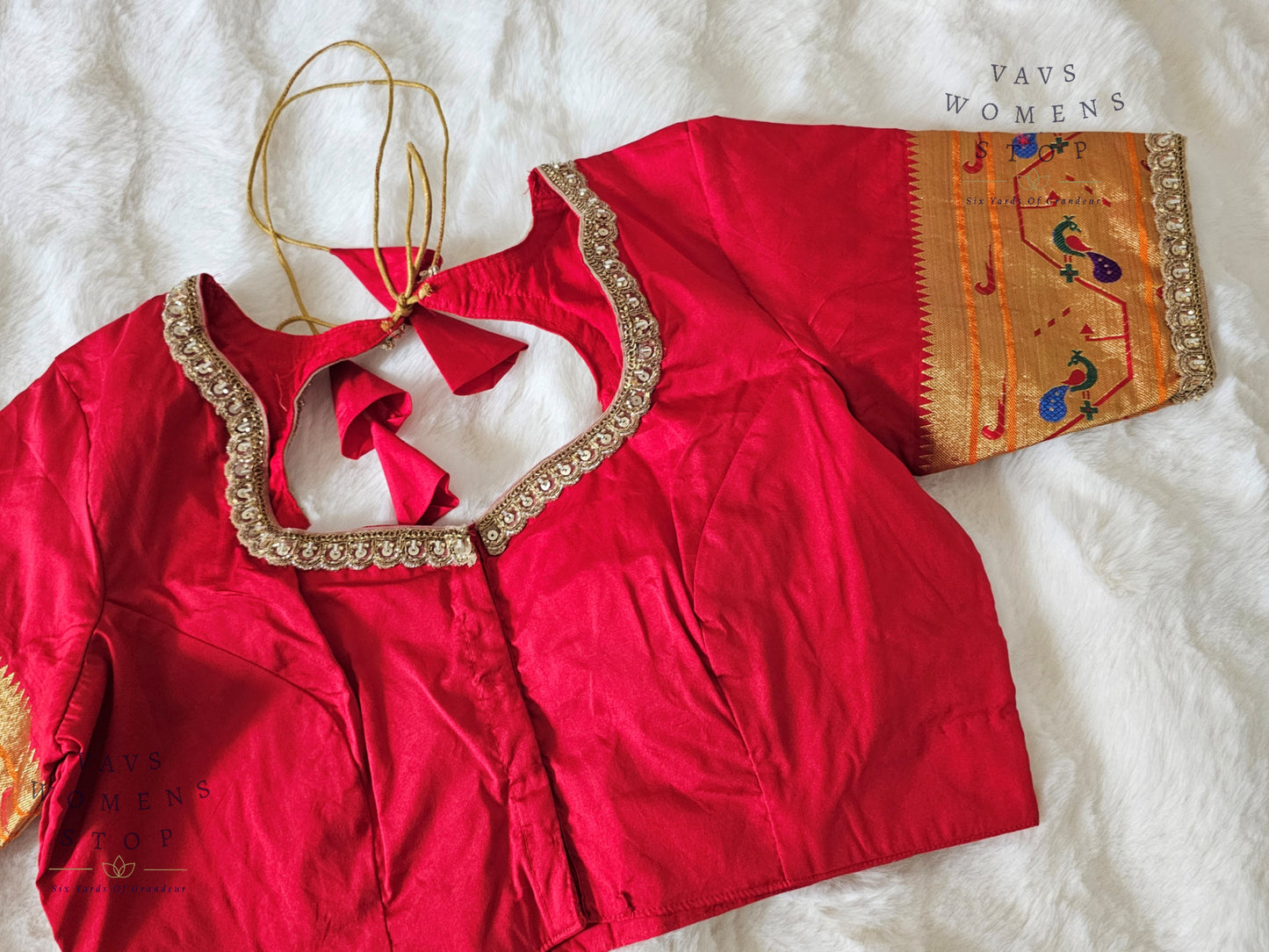 Red Paithani Silk Blouse