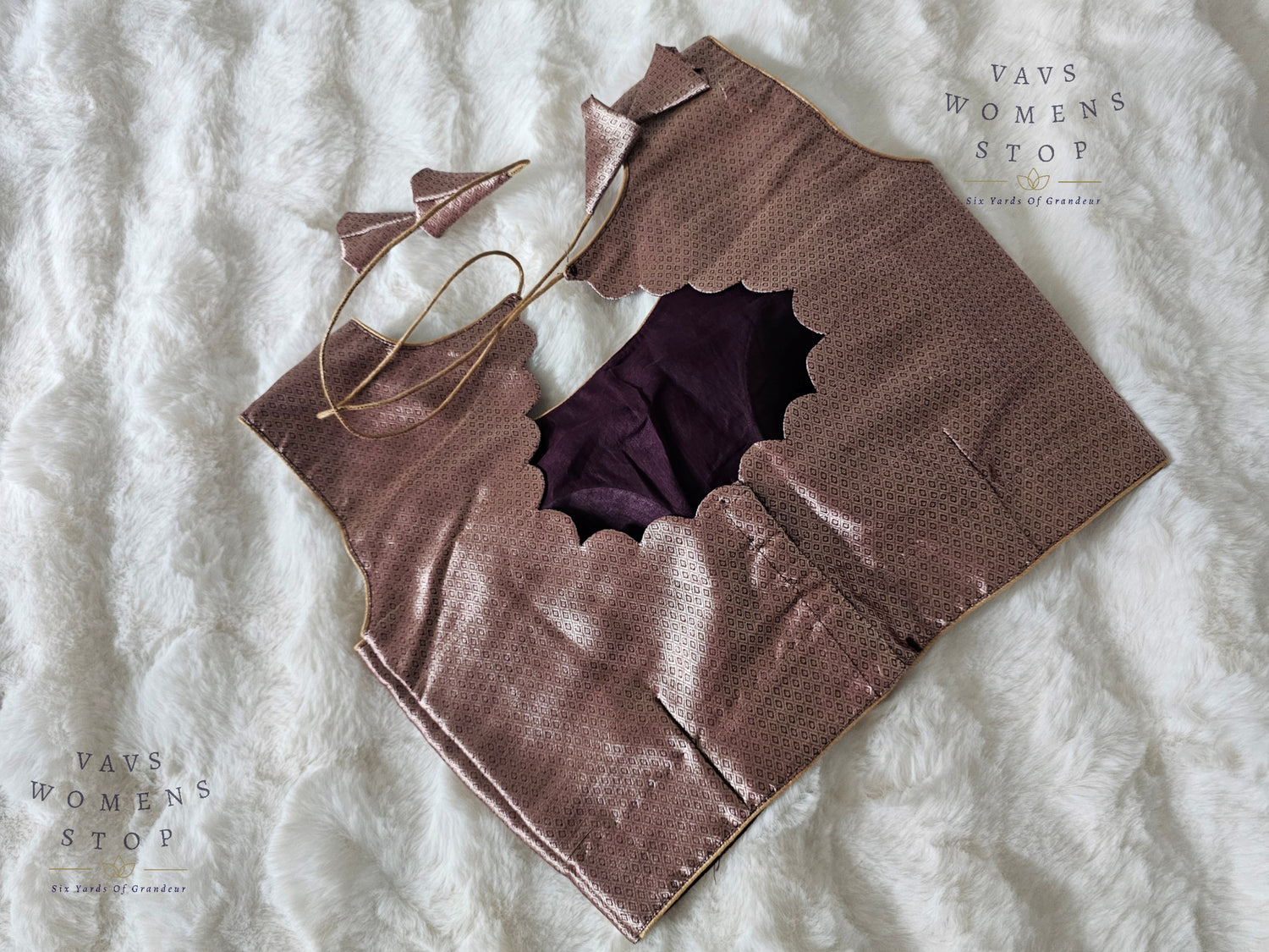 Shop stunning Wine Shade Sleeveless Benarasi Brocade Blouse with back opening & padded fit. Size 36, extendable up to 42. Perfect party wear blouse for sarees & lehengas.