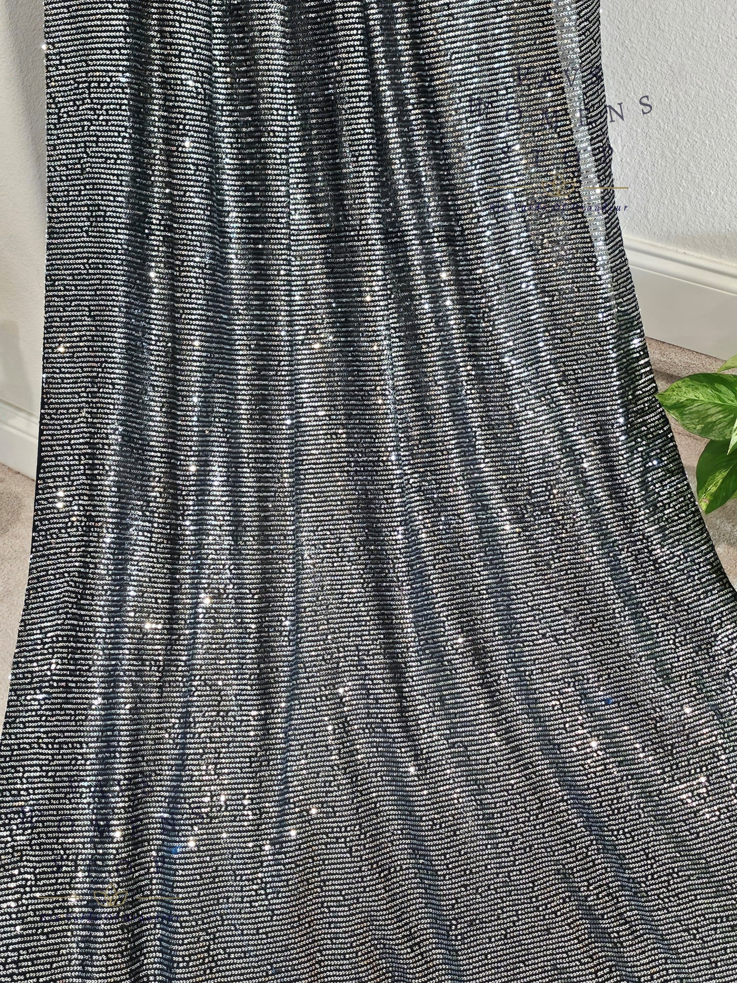 Designer Black Net Saree with Silver Sequins & Blouse – Cocktail & Party Wear