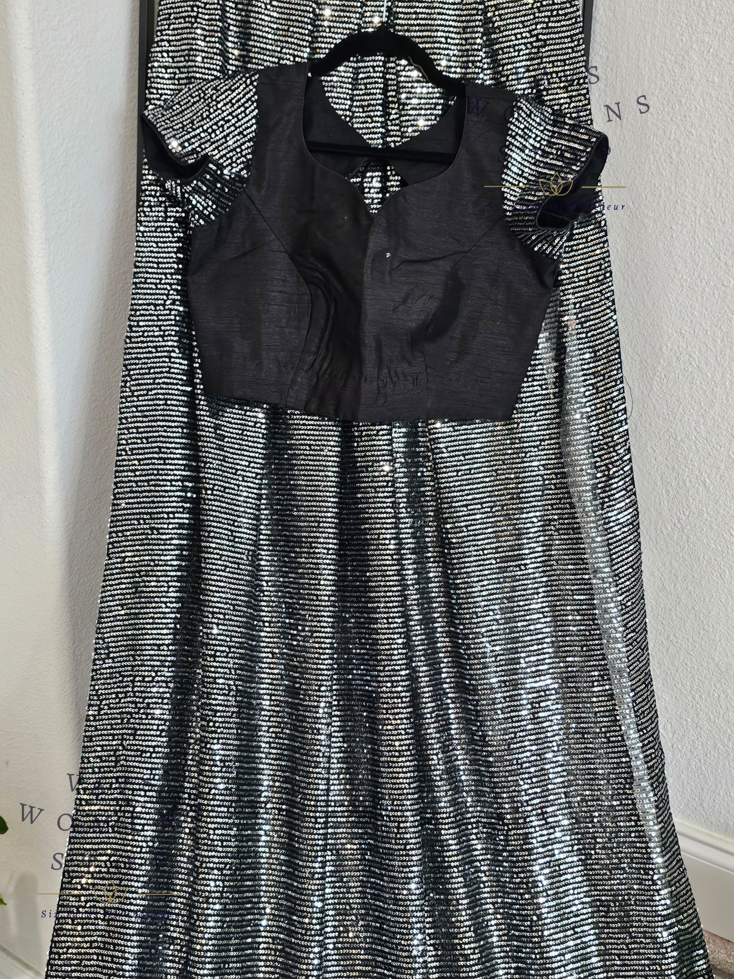 Designer Black Net Saree with Silver Sequins & Blouse – Cocktail & Party Wear