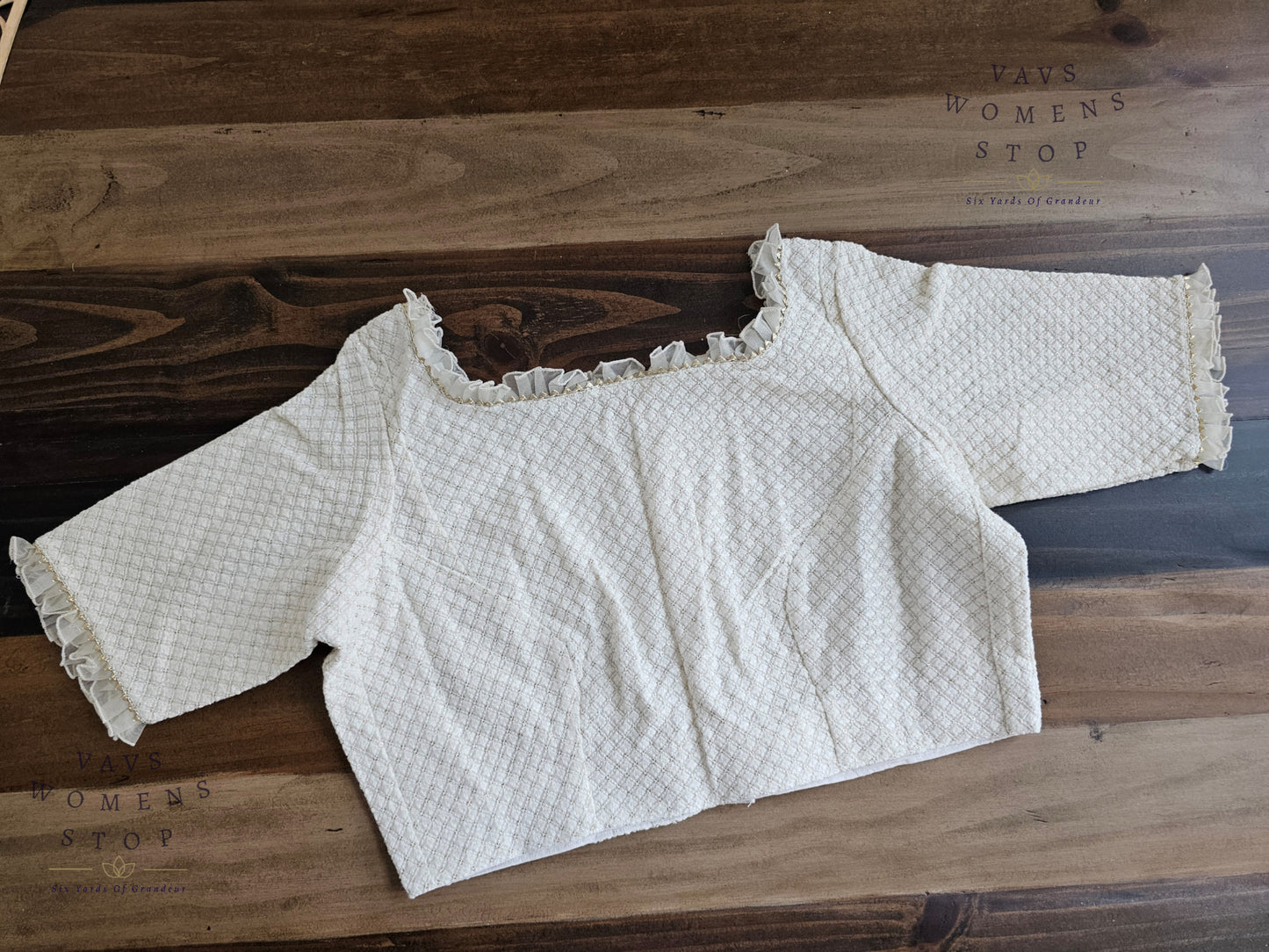 Off-White Pure Georgette Chikankari Tailored Blouse

