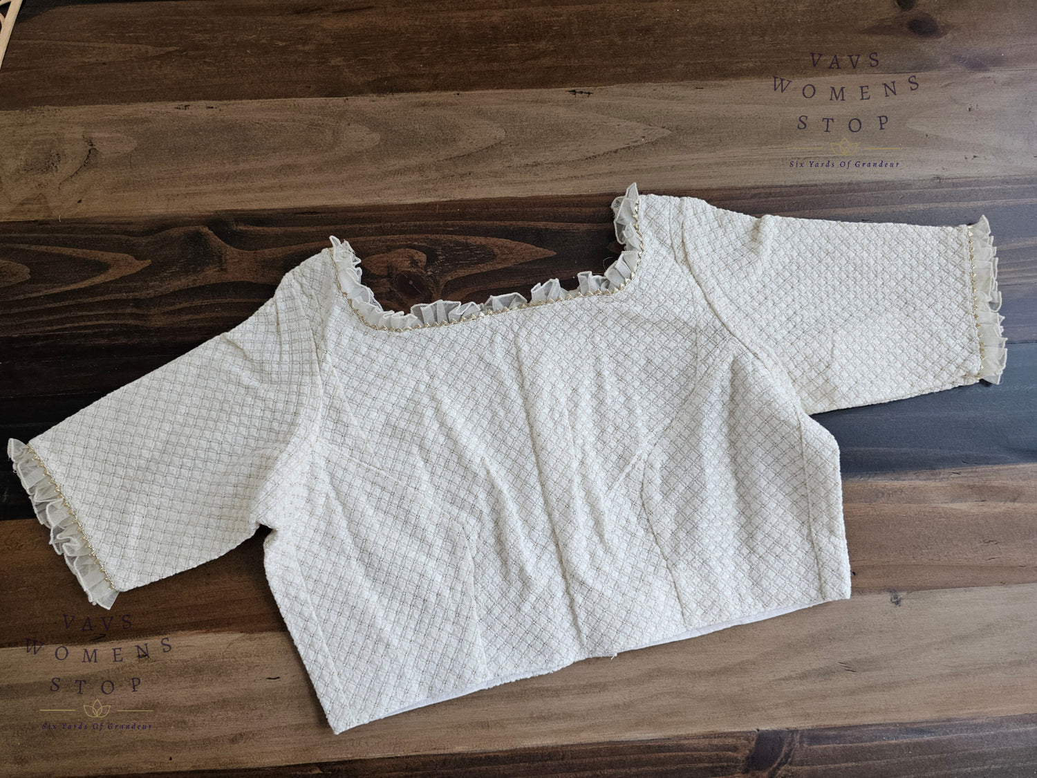 Off-White Pure Georgette Chikankari Tailored Blouse
