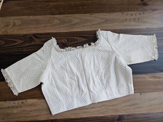Off-White Pure Georgette Chikankari Tailored Blouse
