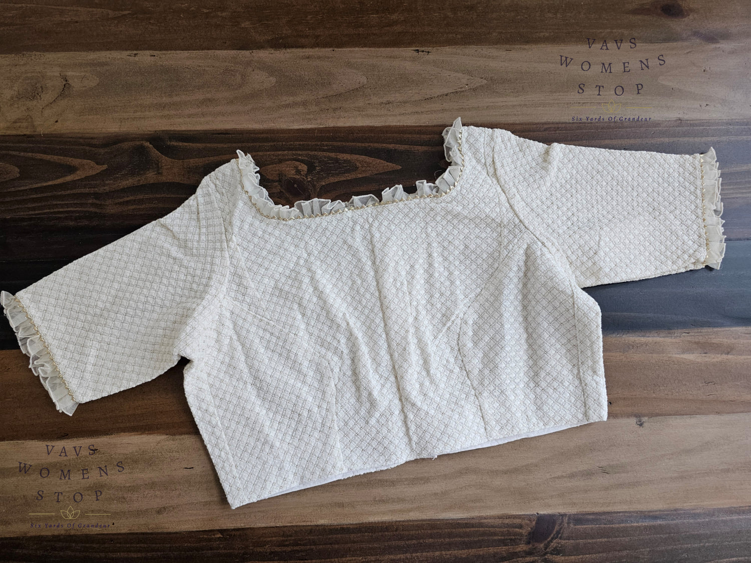Off-White Pure Georgette Chikankari Tailored Blouse