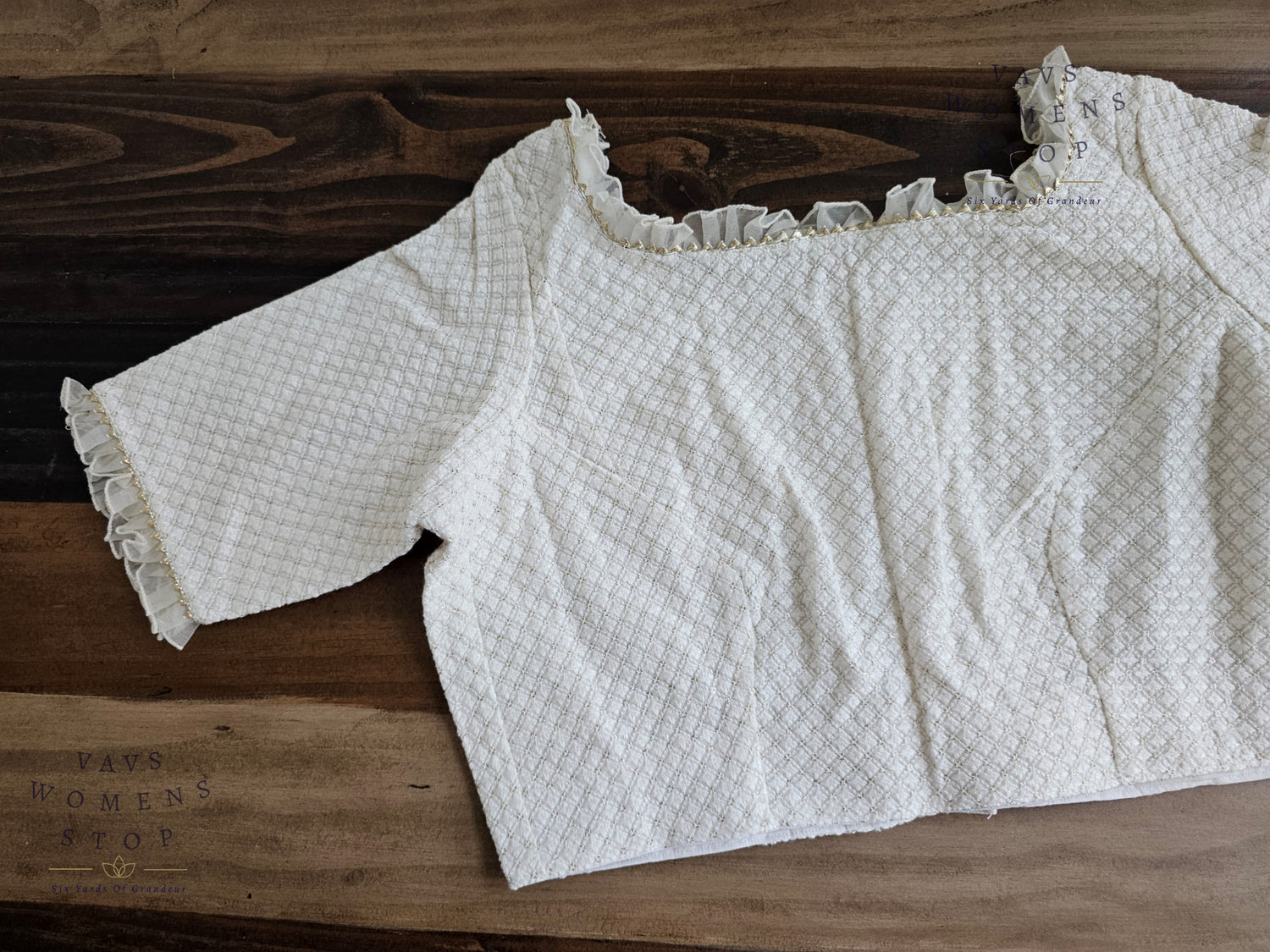 Off-White Pure Georgette Chikankari Tailored Blouse
