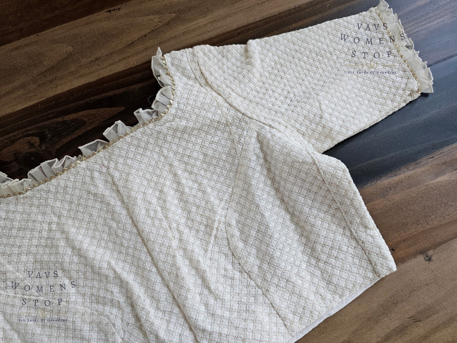 Off-White Pure Georgette Chikankari Tailored Blouse