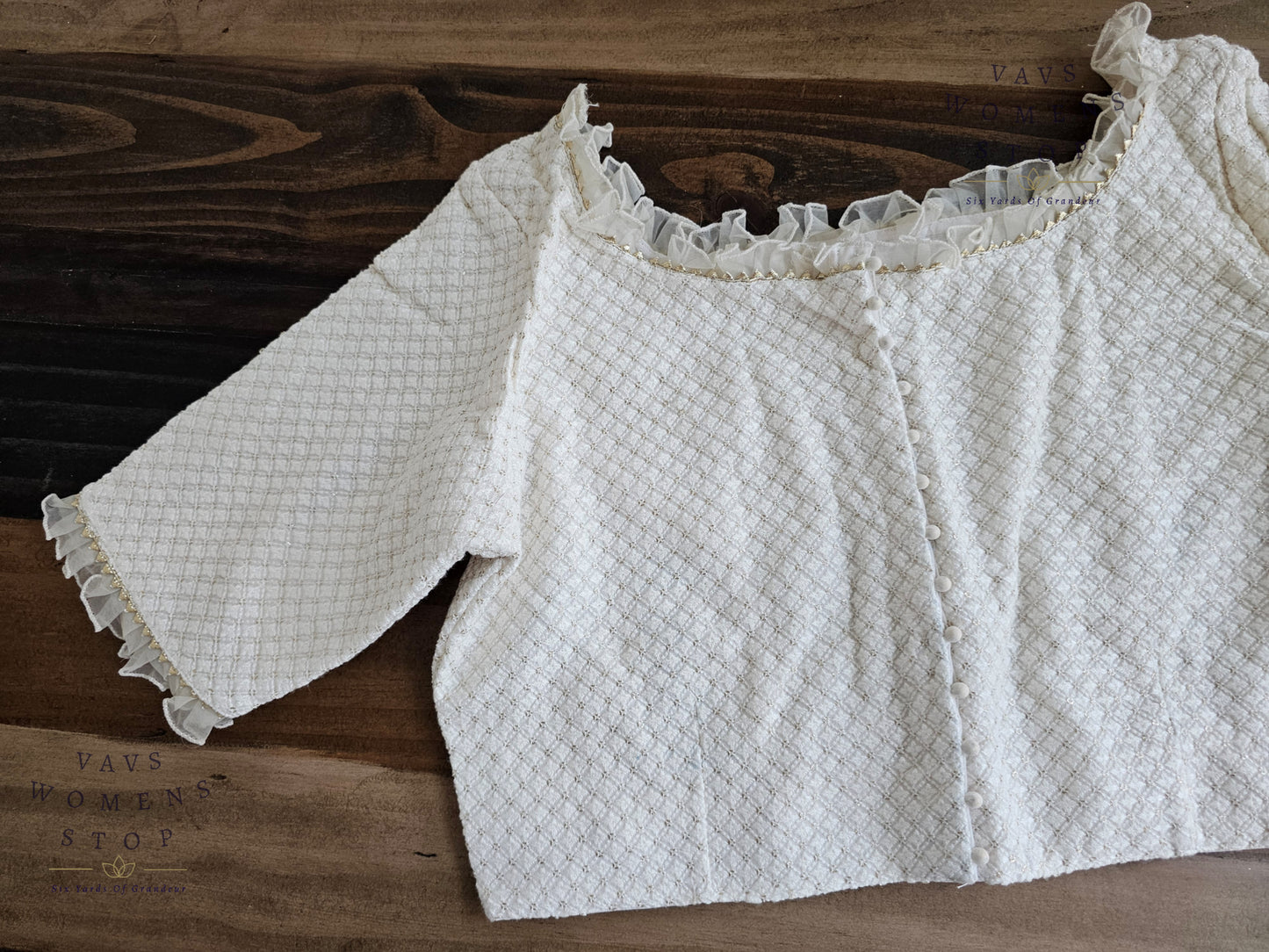 Off-White Pure Georgette Chikankari Tailored Blouse