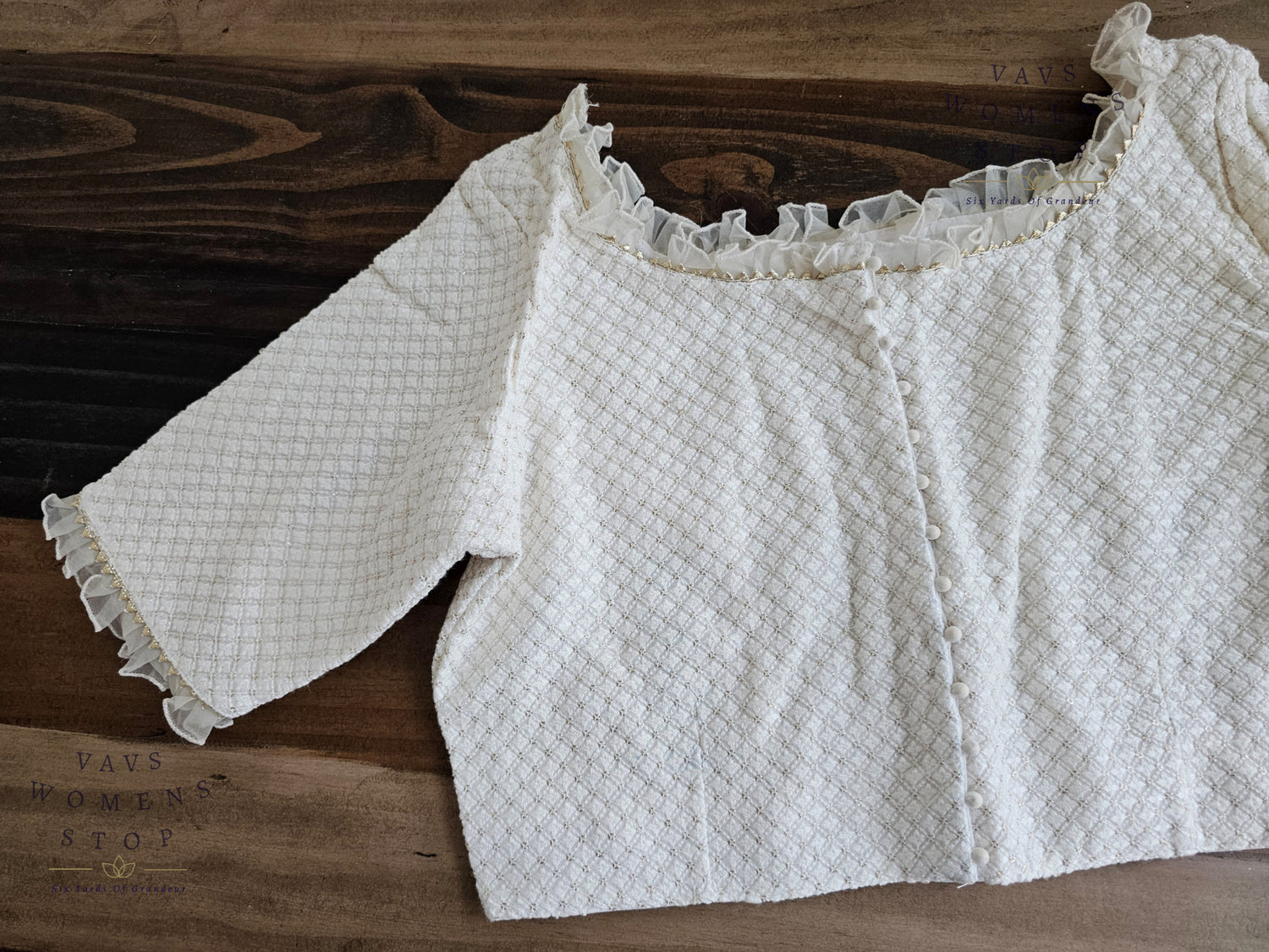 Off-White Pure Georgette Chikankari Tailored Blouse