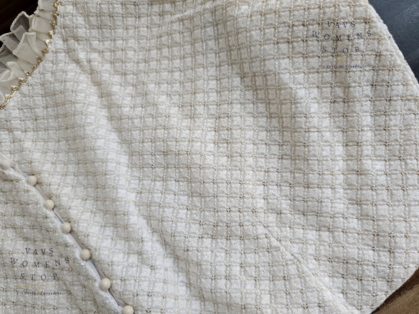 Off-White Pure Georgette Chikankari Tailored Blouse