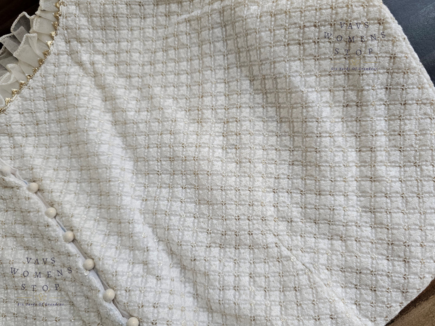 Off-White Pure Georgette Chikankari Tailored Blouse