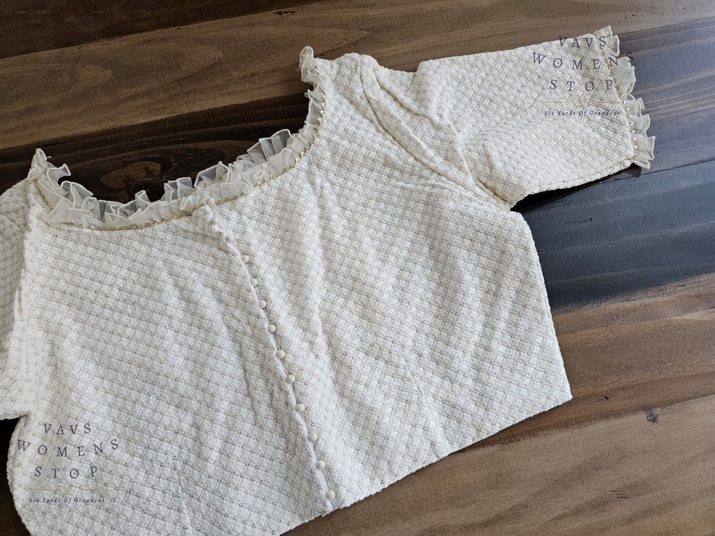 Off-White Pure Georgette Chikankari Tailored Blouse