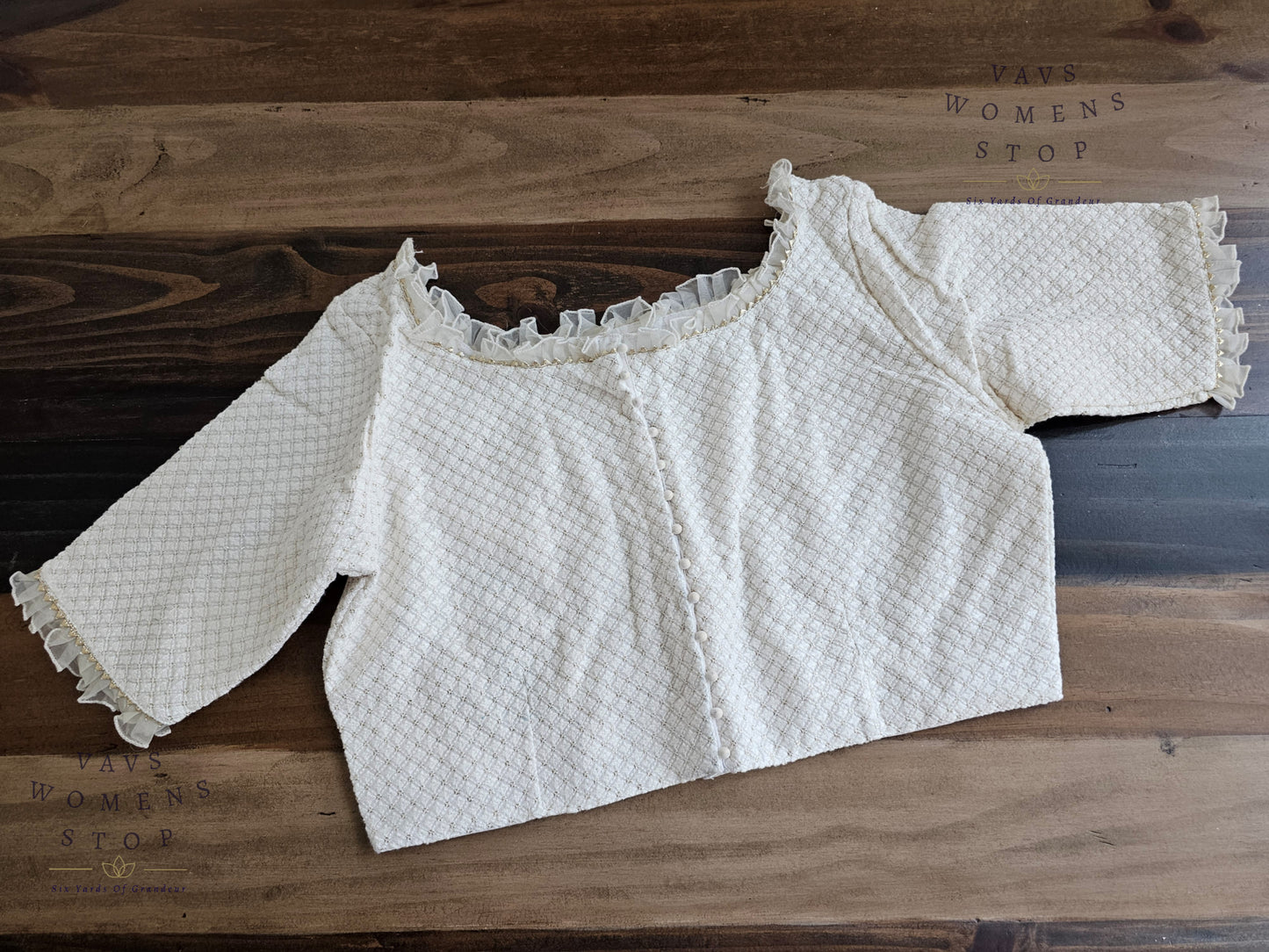 Off-White Pure Georgette Chikankari Tailored Blouse