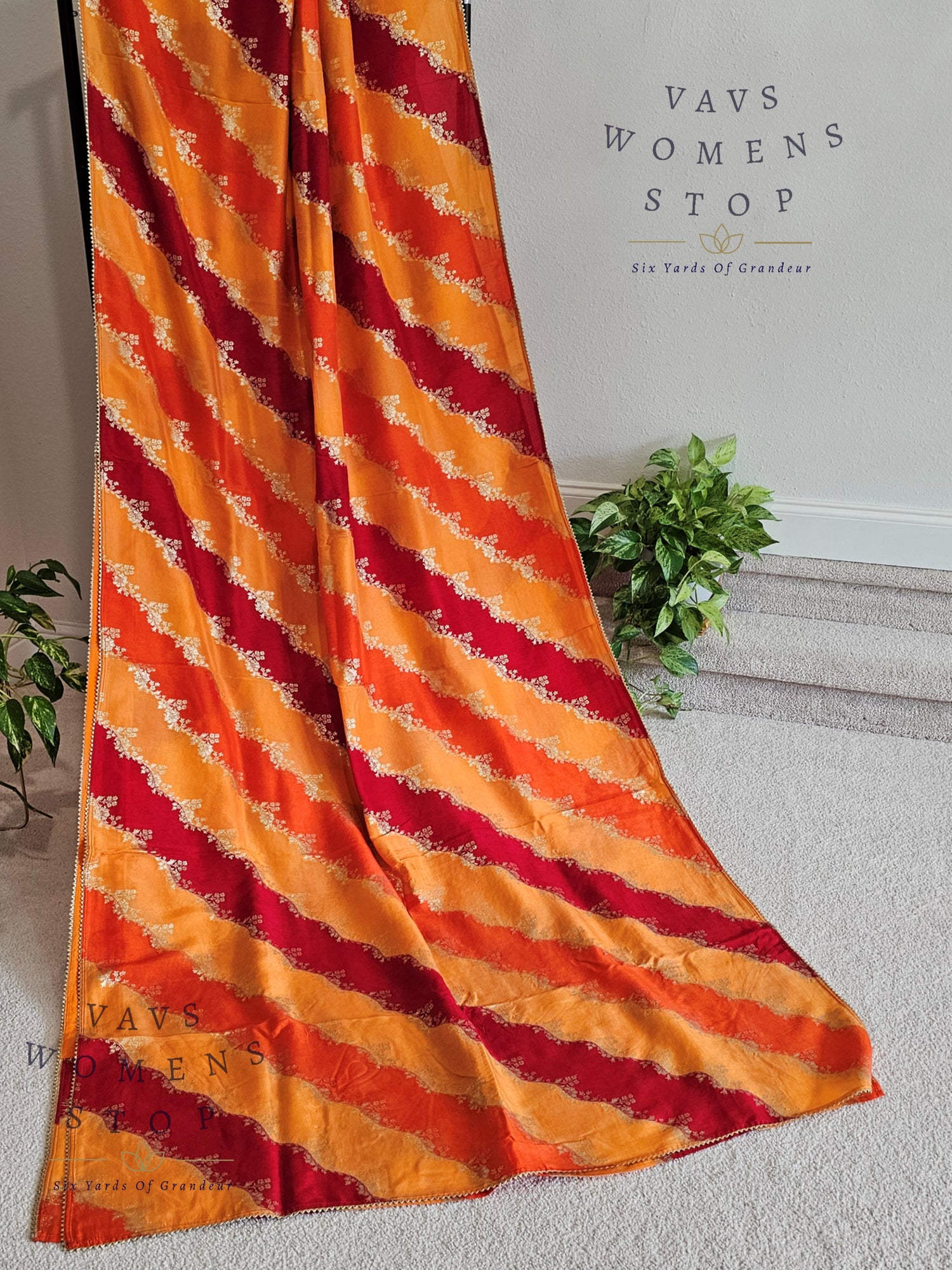 Munga Crepe Silk Leheriya Style Designer Saree 