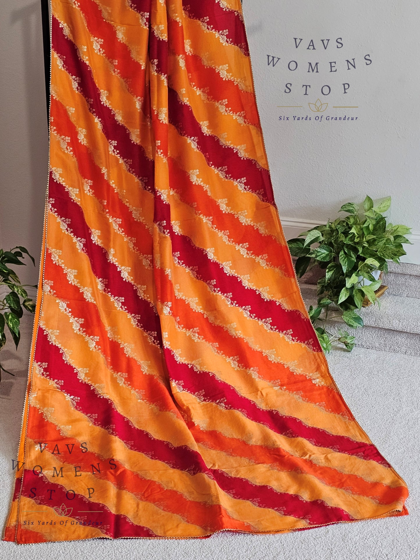 Munga Crepe Silk Leheriya Style Designer Saree