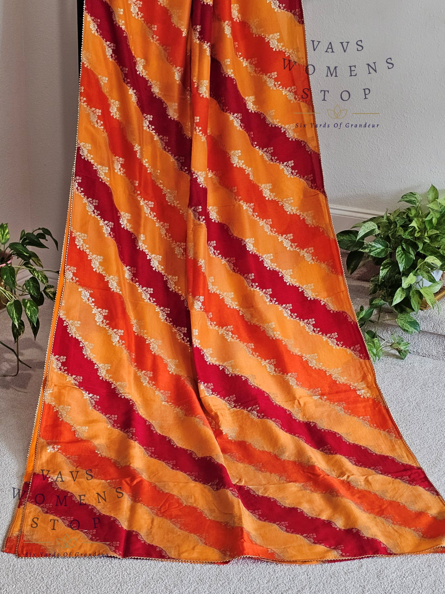 Munga Crepe Silk Leheriya Style Designer Saree