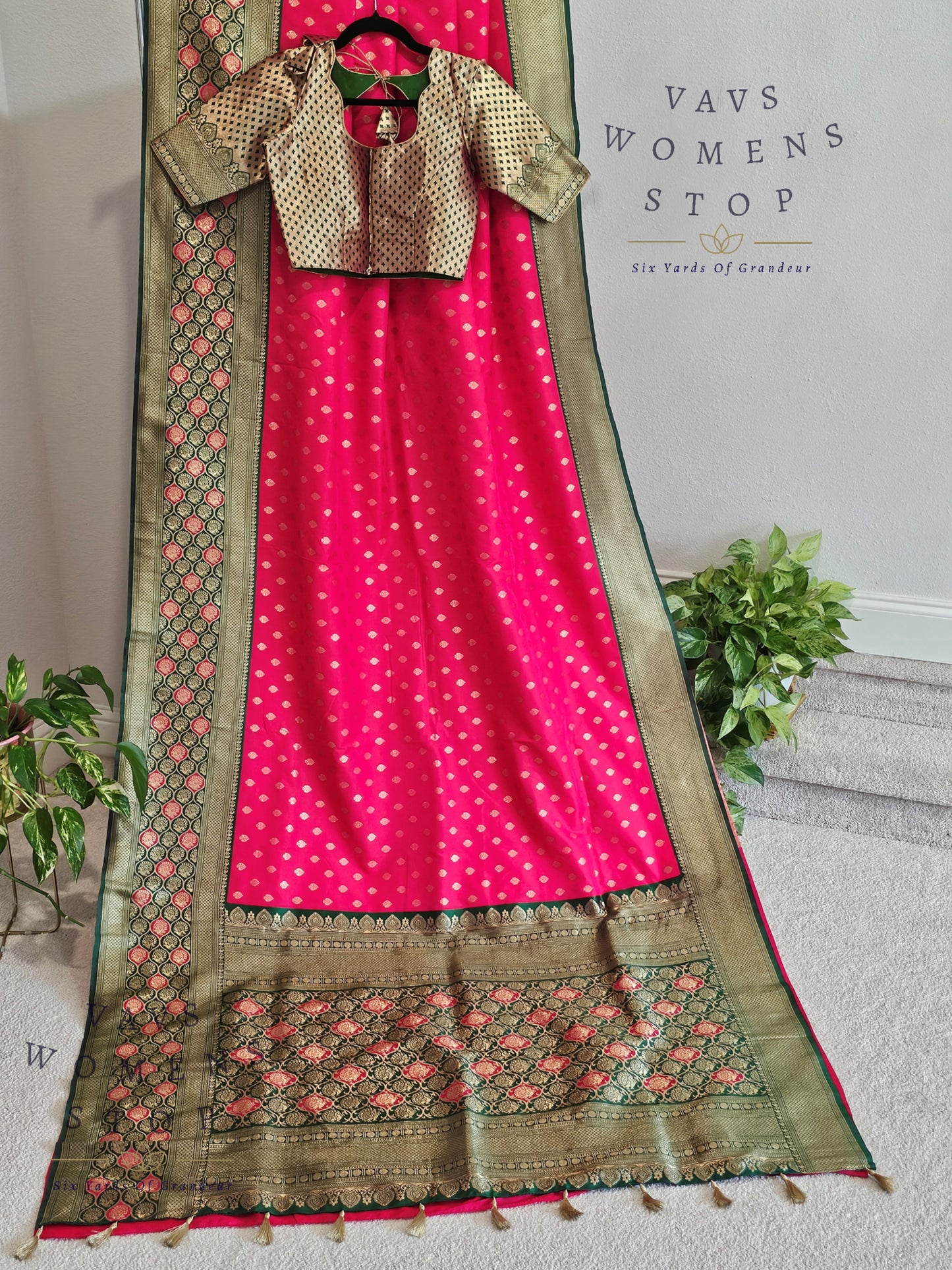 Designer Pink Shade Benarasi Uppada Soft Silk Saree - Blouse