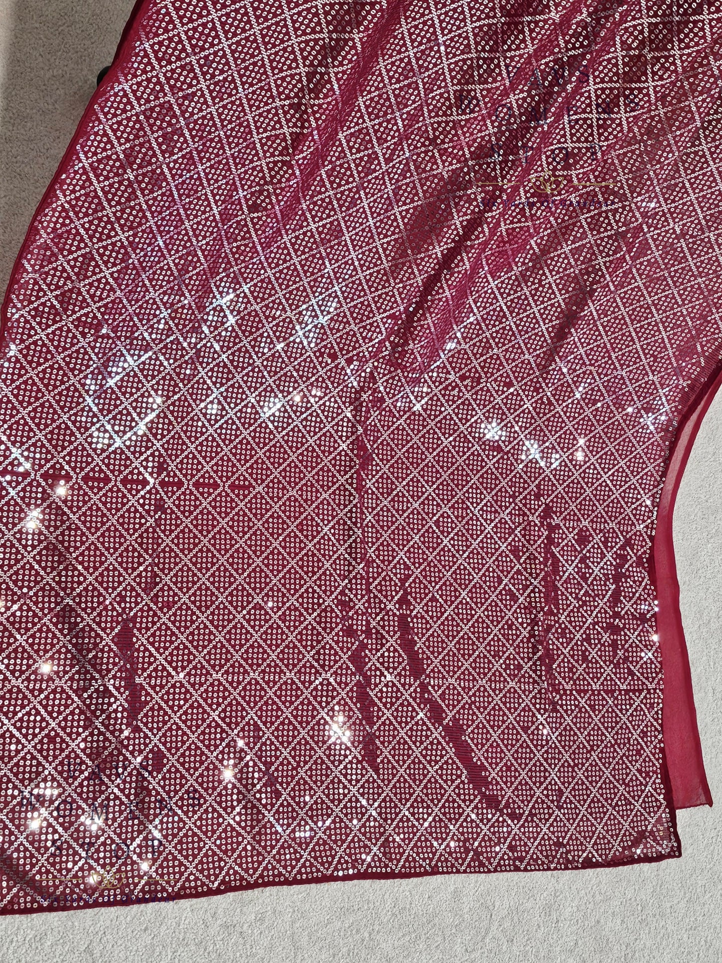 Maroon Shade Sequins Georgette Saree – Elegant Cocktail & Party Wear