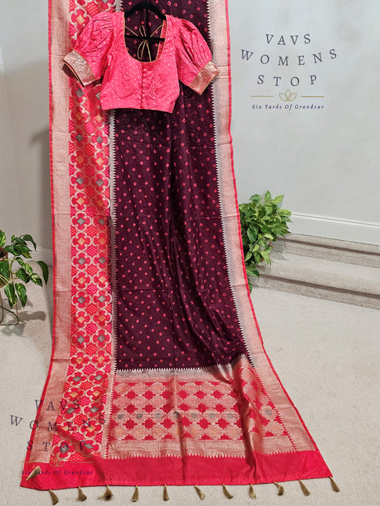 Jute Dupion Silk Bhandini Saree - Blouse