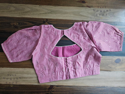 Onion Pink Shade Soft Organza Sequins Butta Blouse