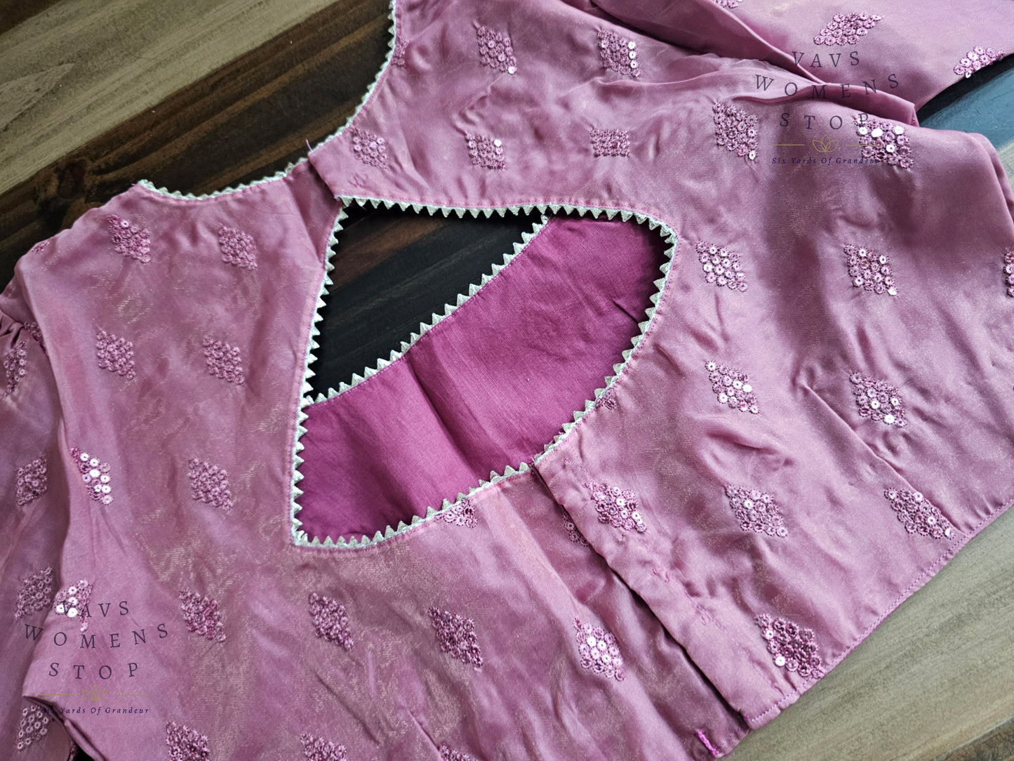 Onion Pink Shade Soft Organza Sequins Butta Blouse