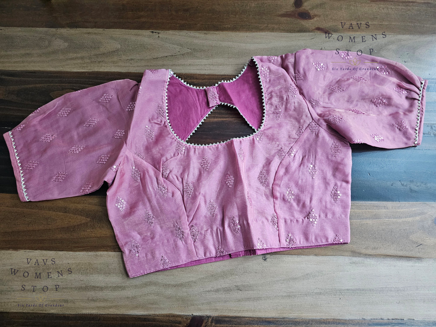 Onion Pink Shade Soft Organza Sequins Butta Blouse