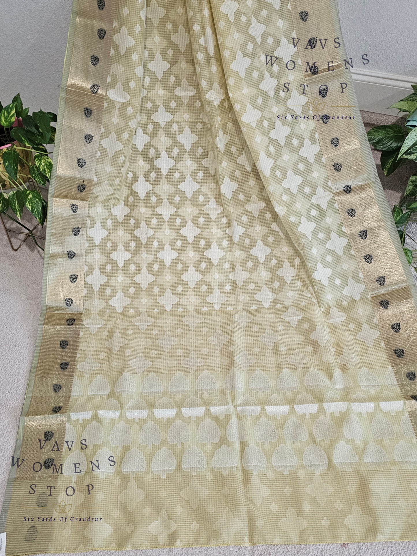 Yellow Shade Kota Kora Silk Saree