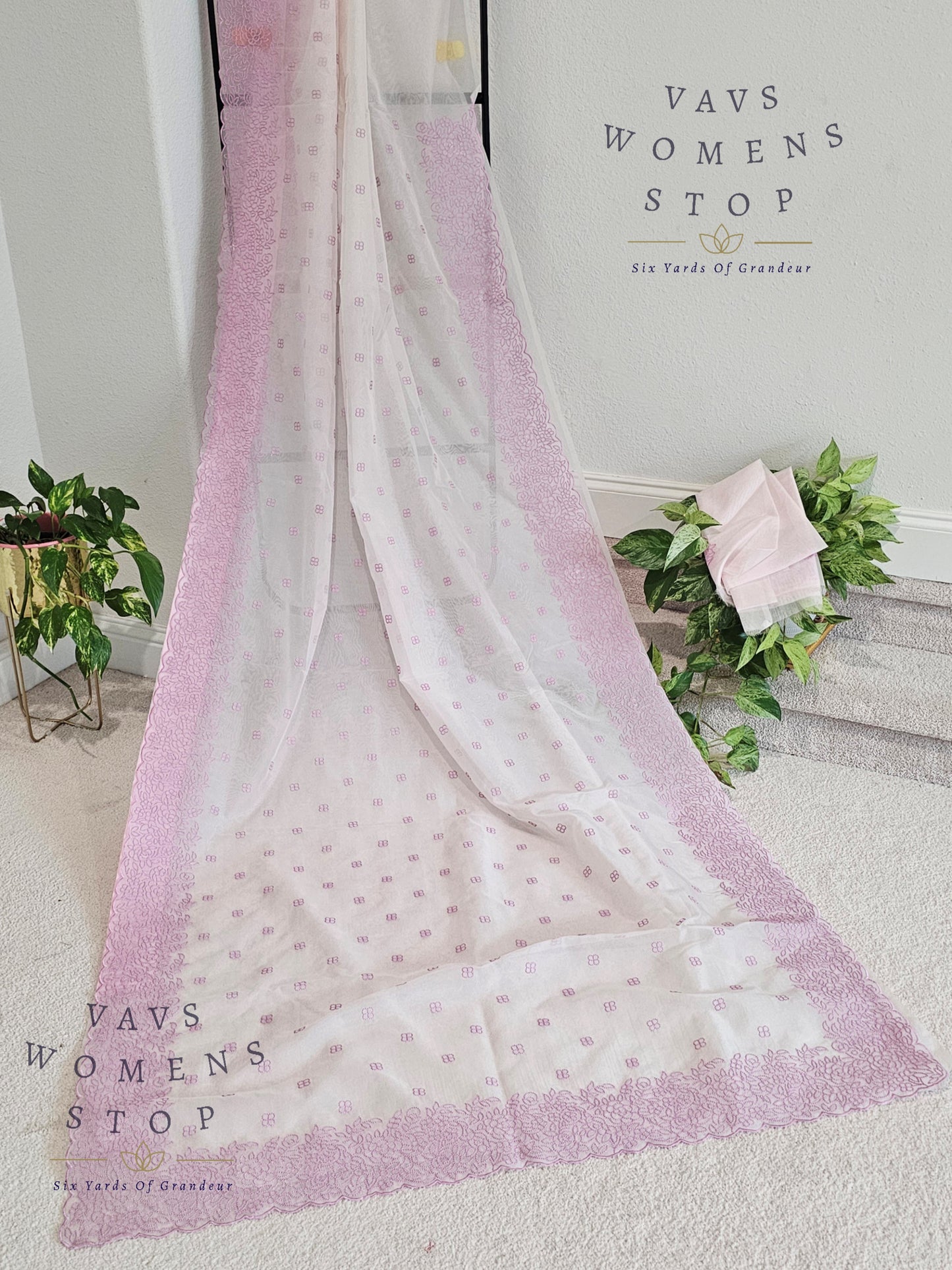 Semi Organza Chikankari Designer Saree 