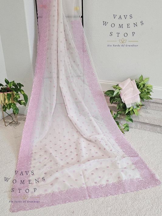 Semi Organza Chikankari Designer Saree