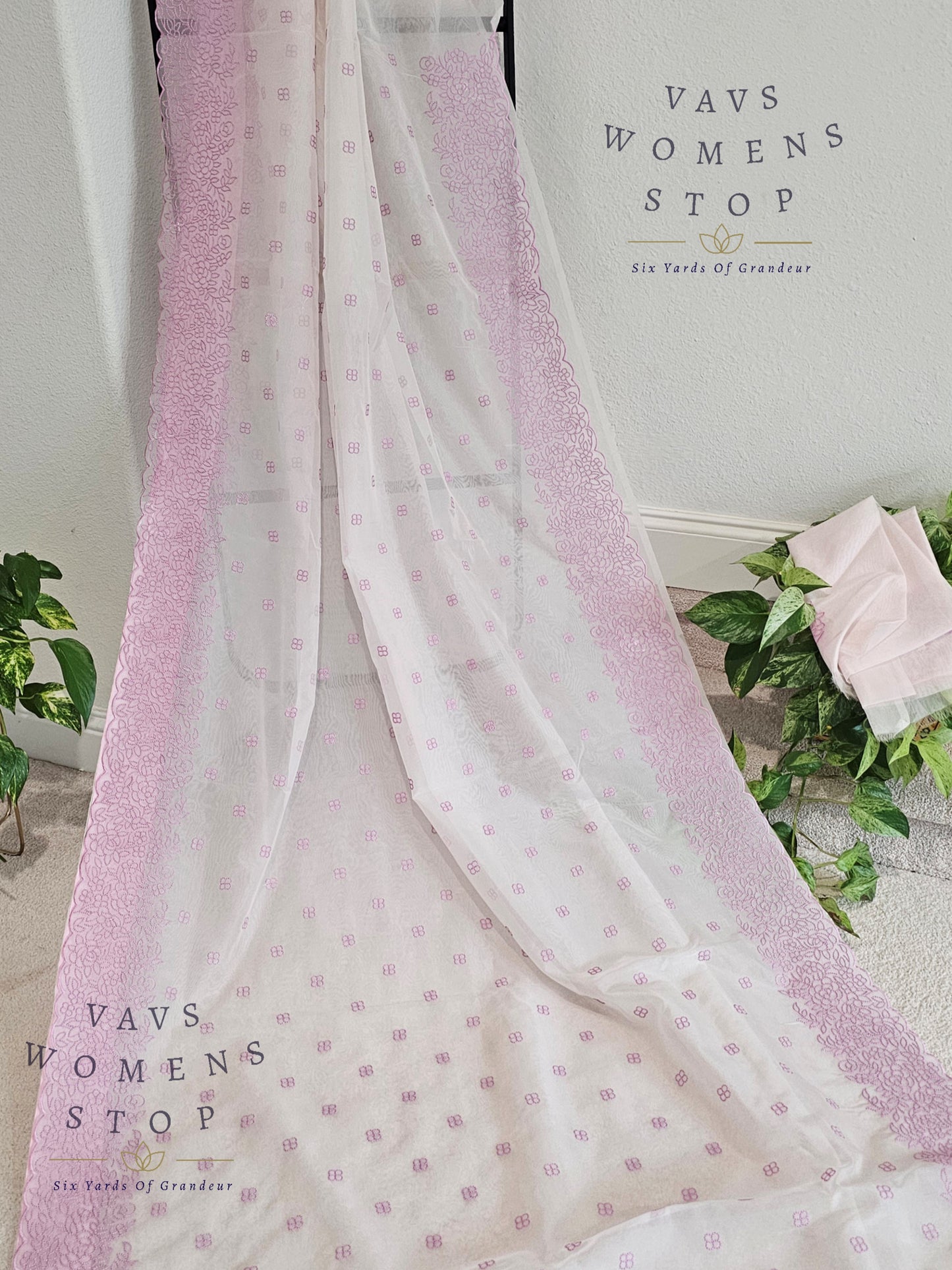 Semi Organza Chikankari Designer Saree