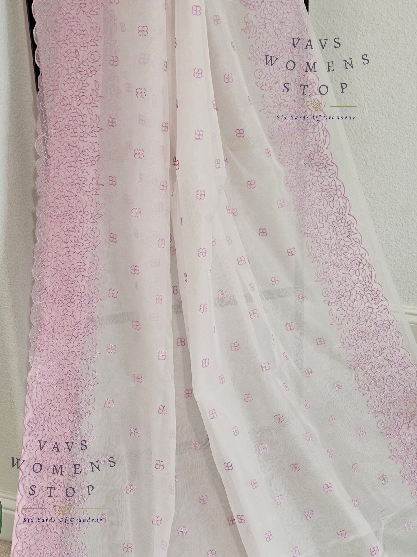 Semi Organza Chikankari Designer Saree