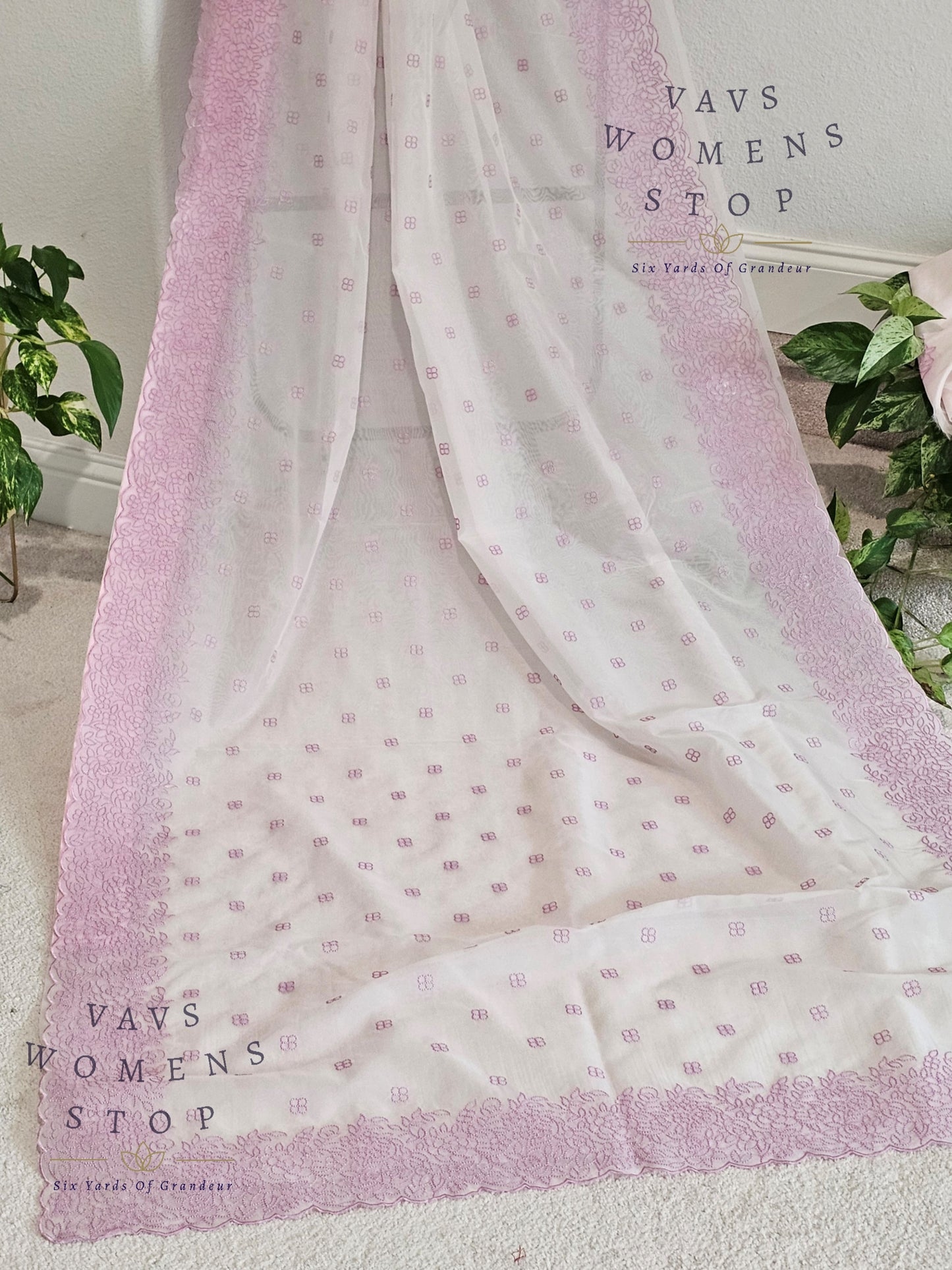 Semi Organza Chikankari Designer Saree