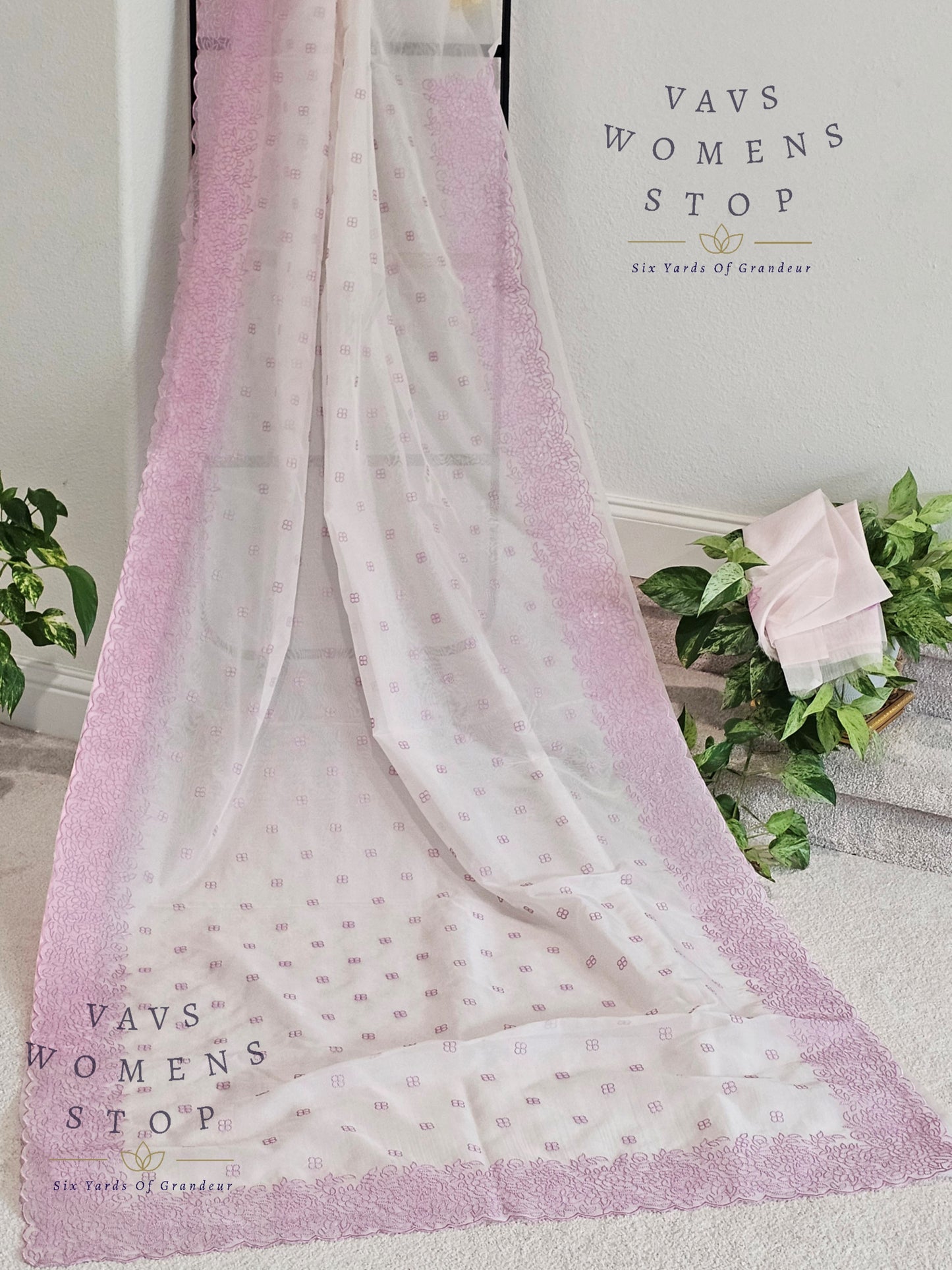 Semi Organza Chikankari Designer Saree
