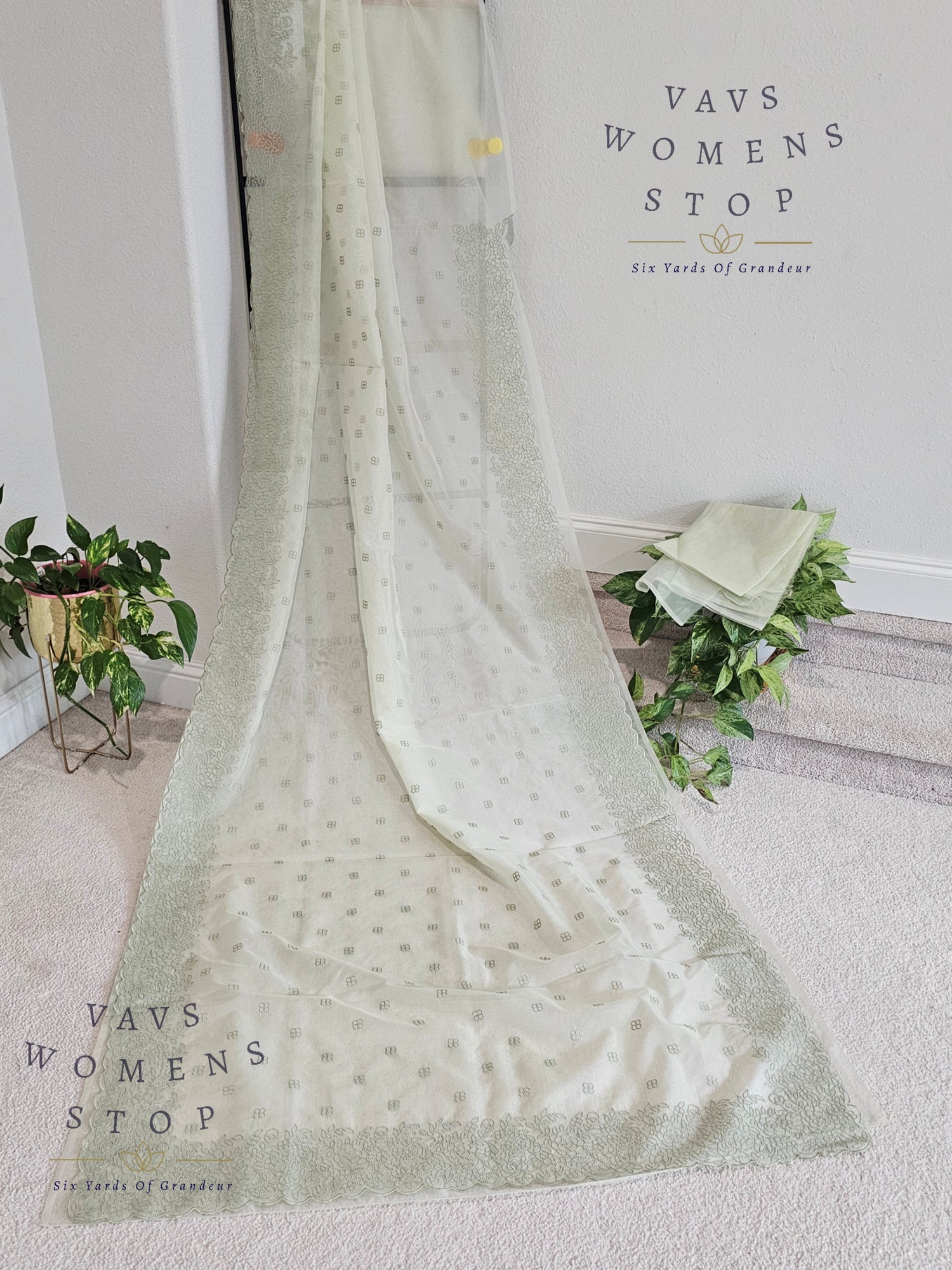 Soft Organza Chikankari Designer Saree 