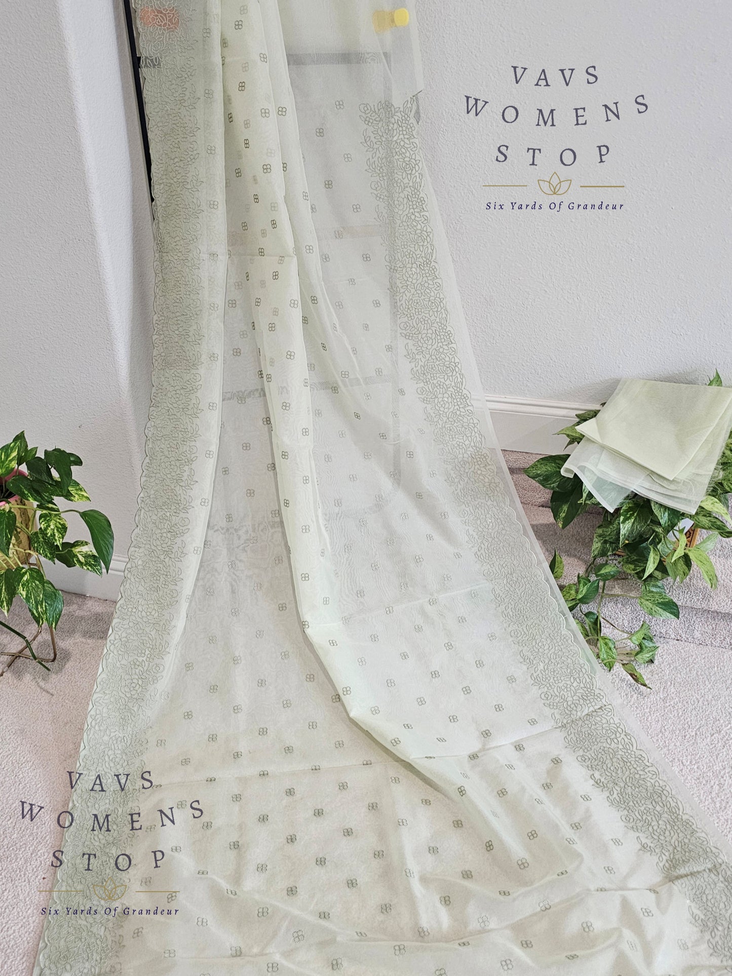 Soft Organza Chikankari Designer Saree