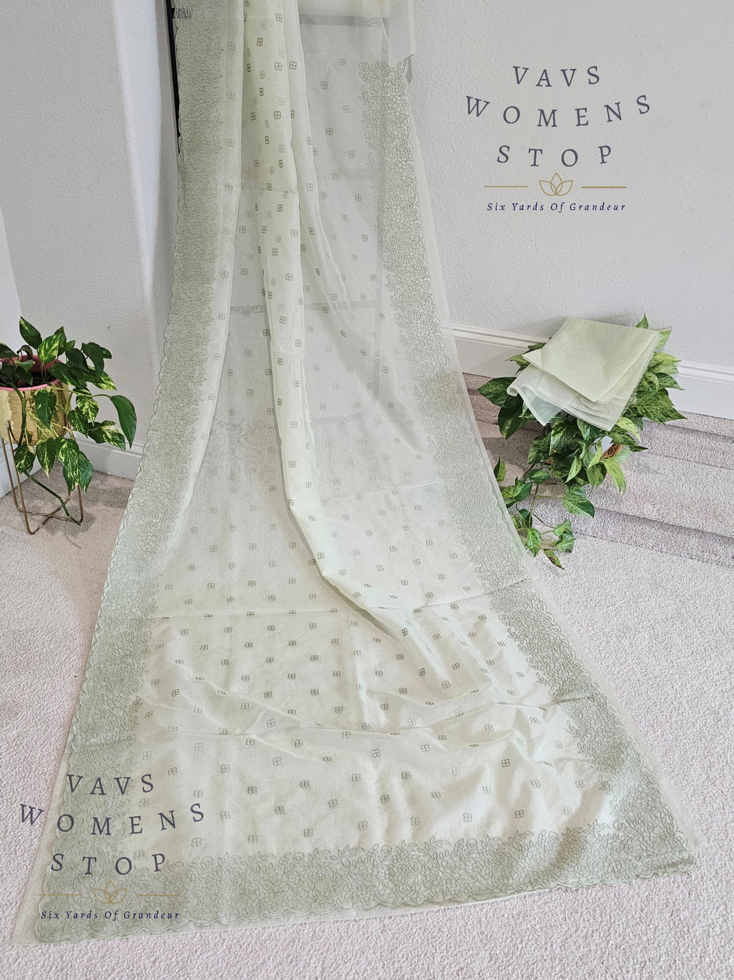 Soft Organza Chikankari Designer Saree