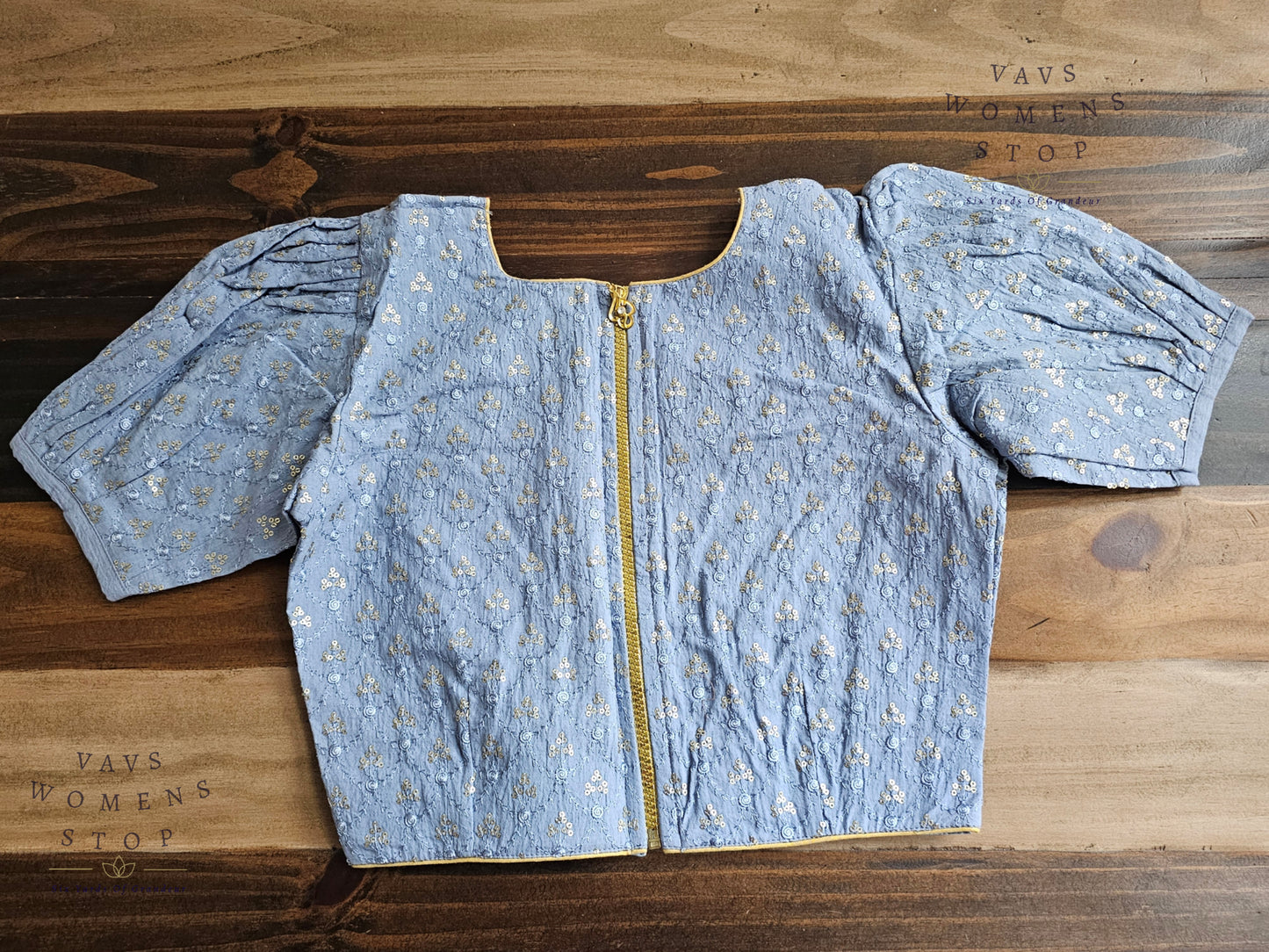 Blue Shade Cotton Chikankari Blouse