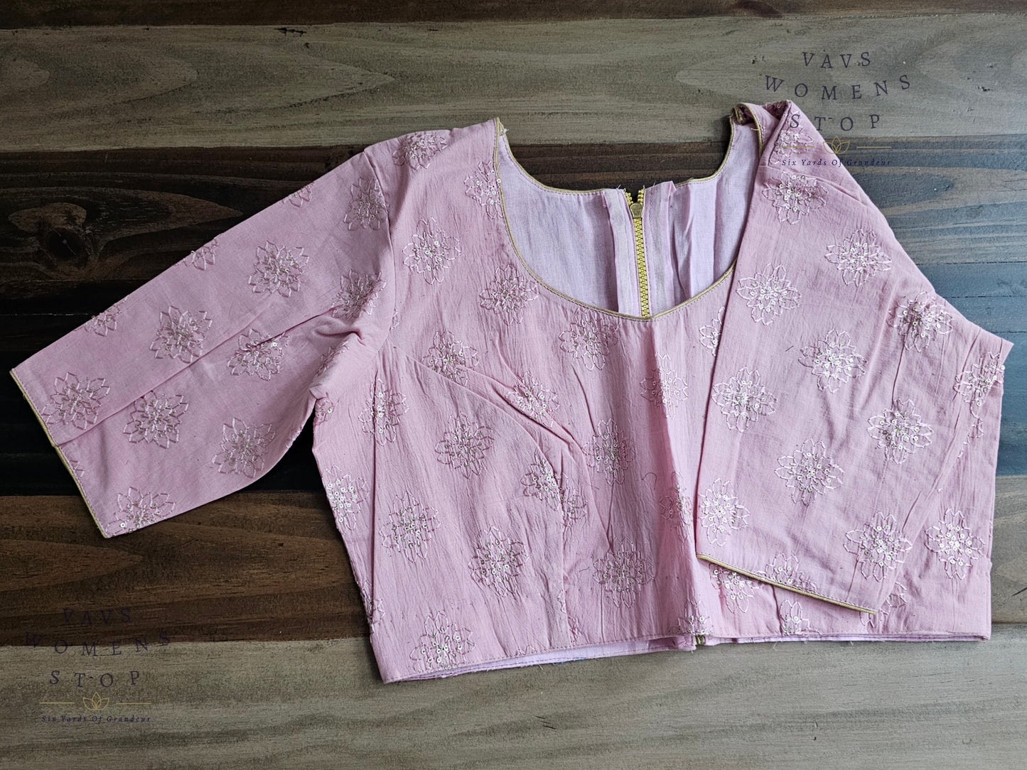 Pink Shade Cotton Chikankari Blouse