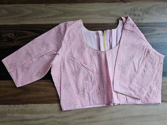 Pink Shade Cotton Chikankari Blouse