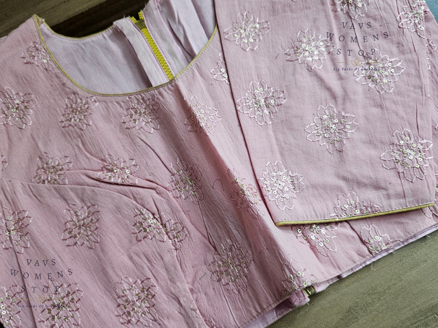 Pink Shade Cotton Chikankari Blouse