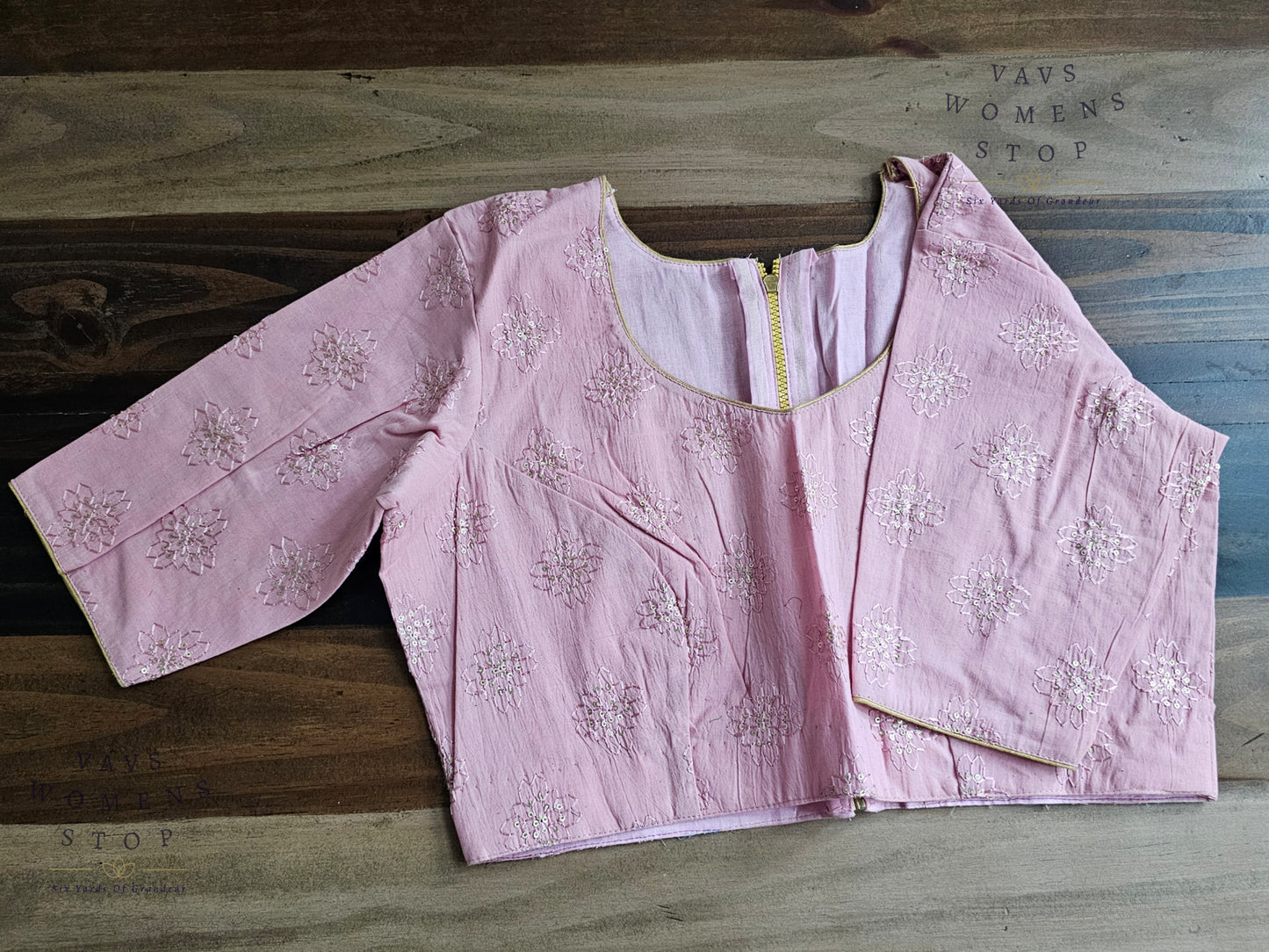 Pink Shade Cotton Chikankari Blouse