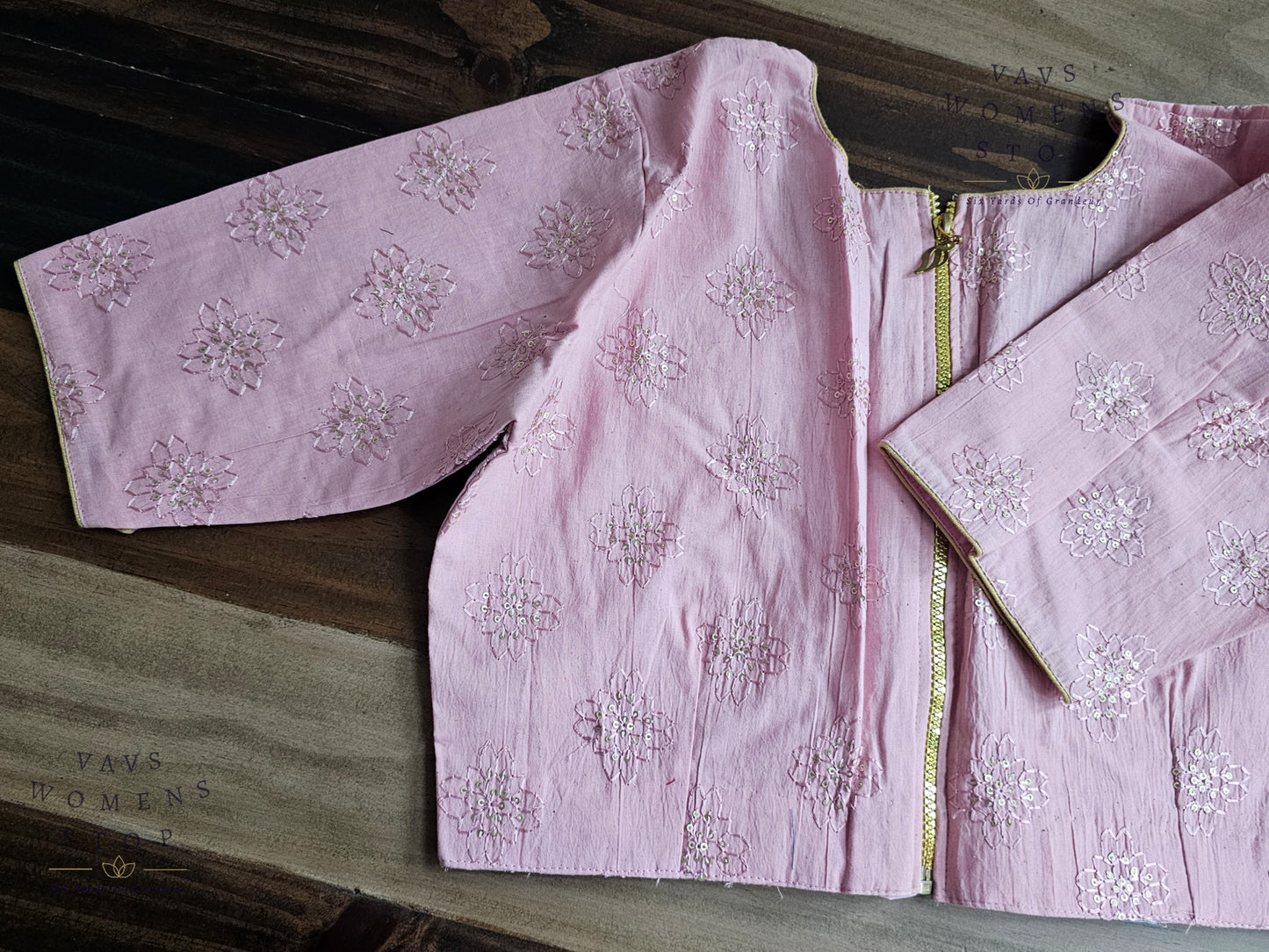 Pink Shade Cotton Chikankari Blouse