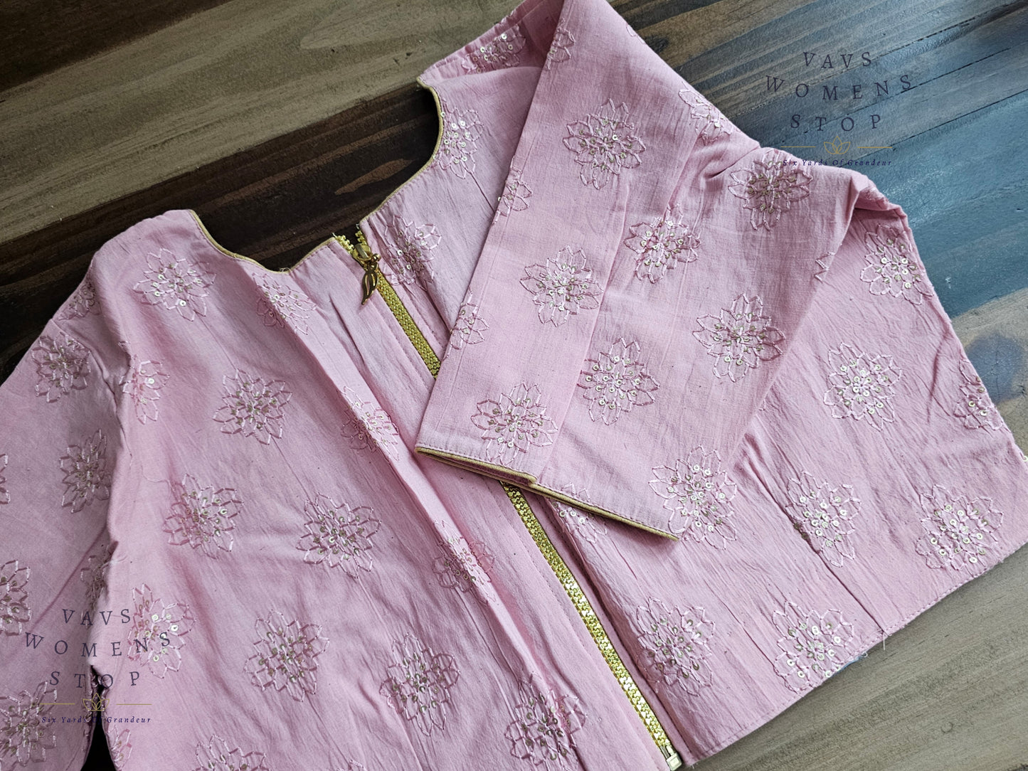 Pink Shade Cotton Chikankari Blouse
