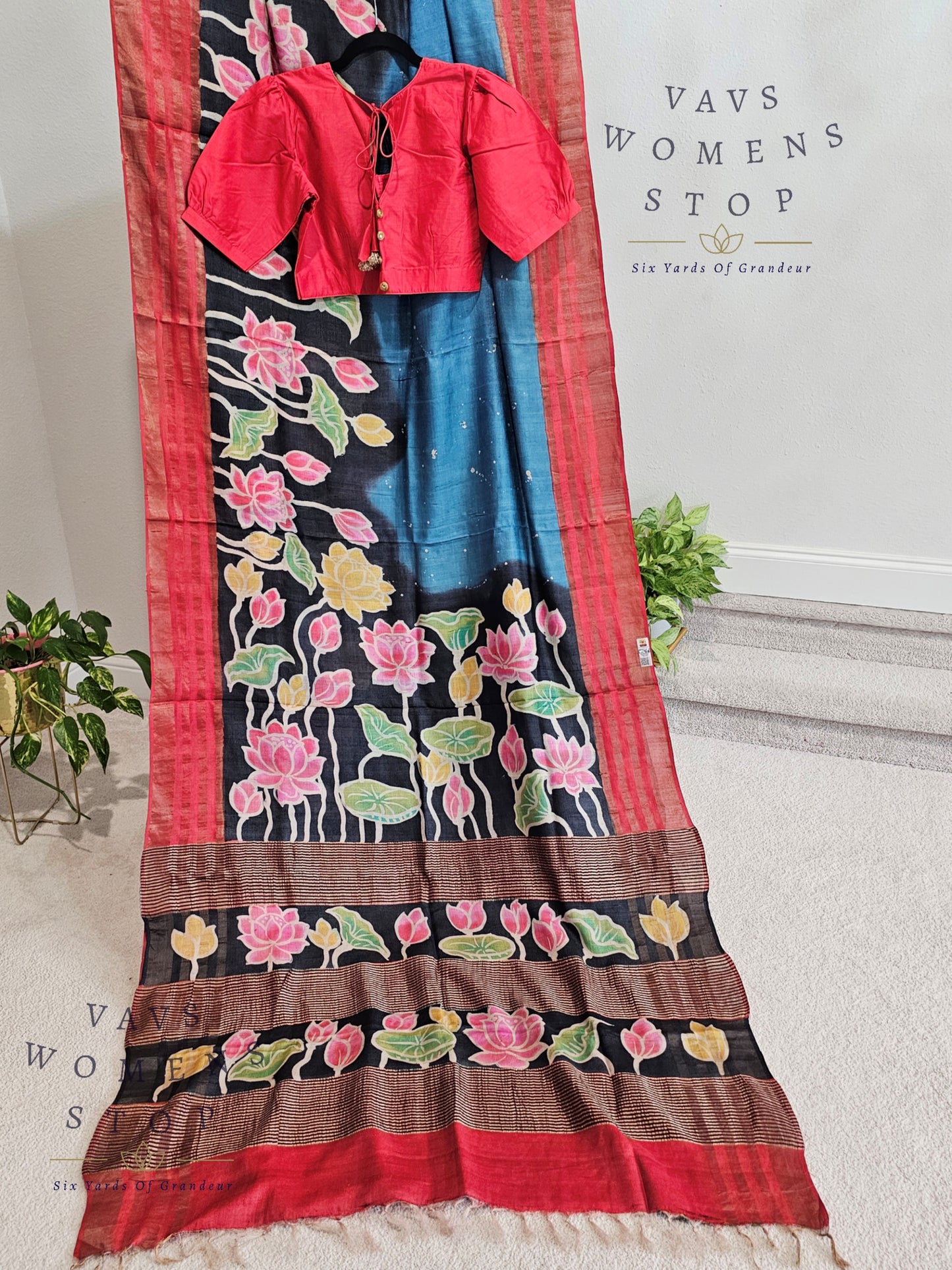 Pure Gachi Tussar Digital Print Saree - Blouse