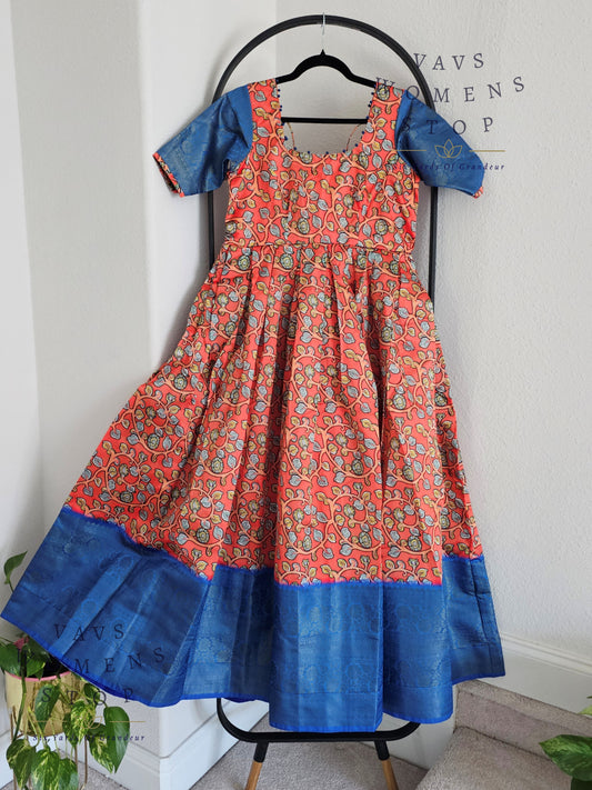 Kalamkari Print Benarasi Silk Long Frock
