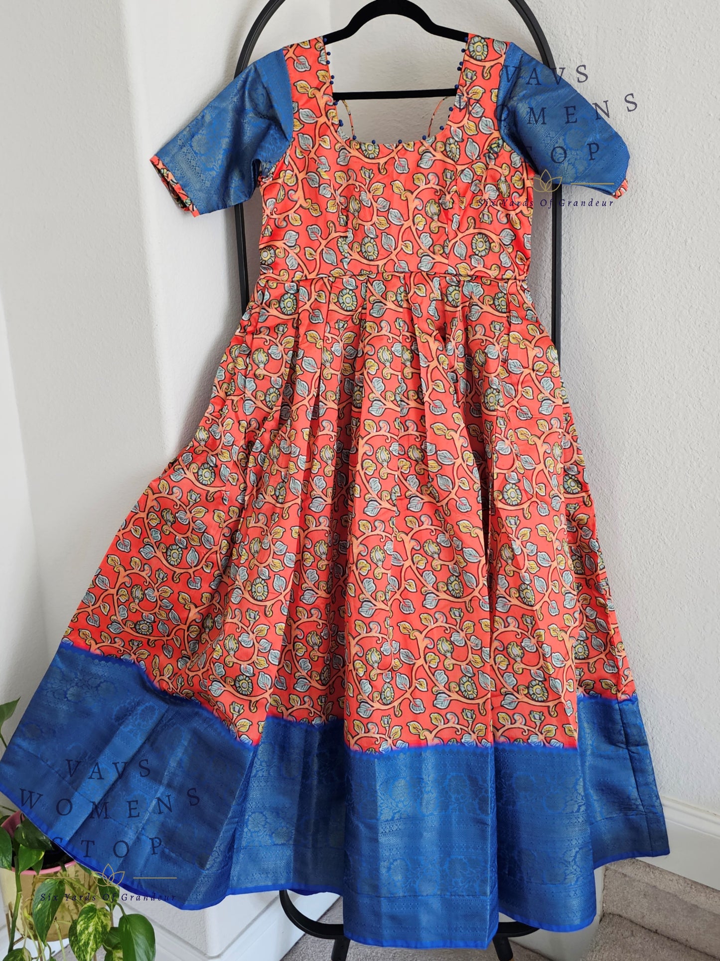 Kalamkari Print Benarasi Silk Long Frock