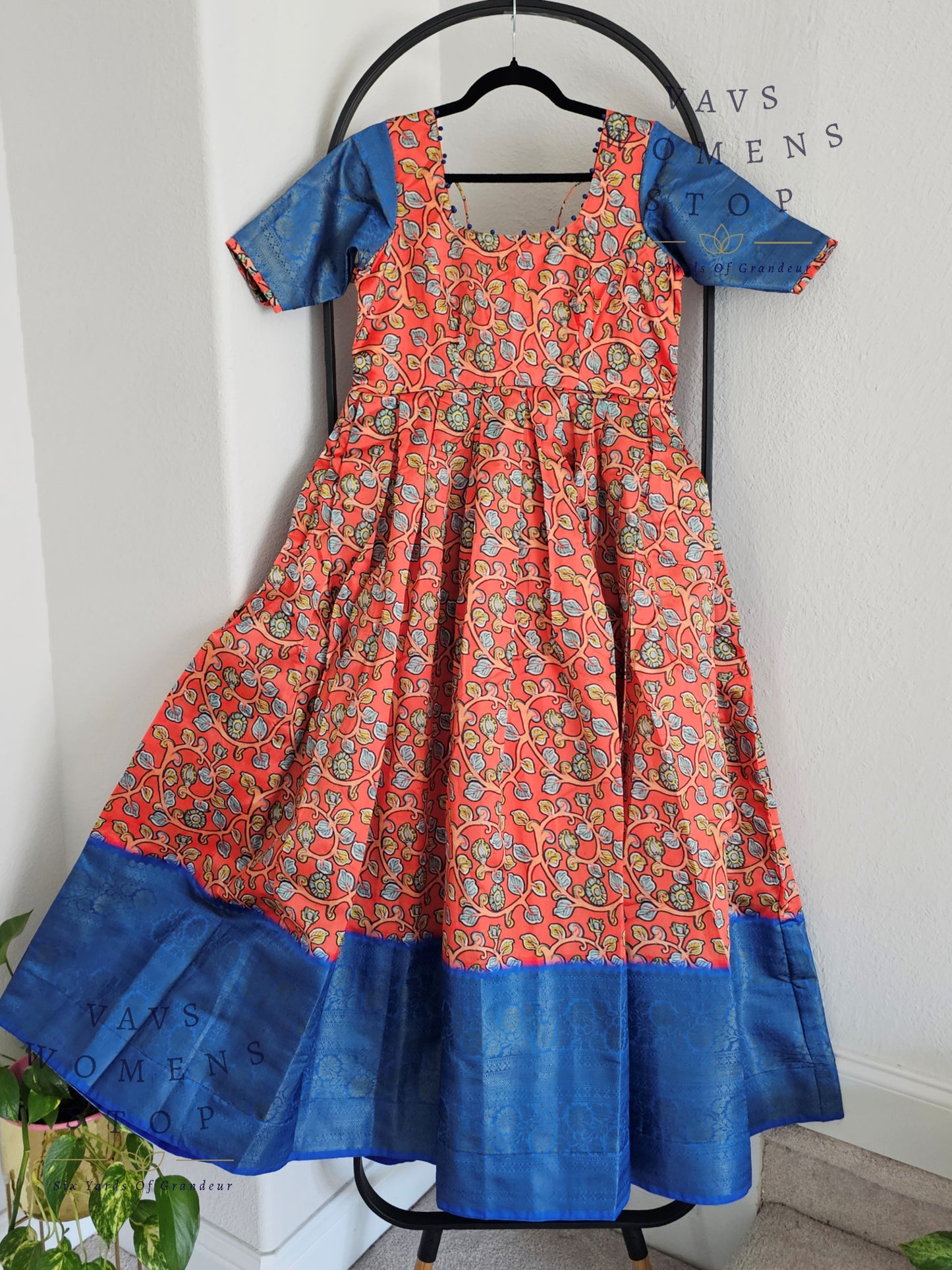 Kalamkari Print Benarasi Silk Long Frock