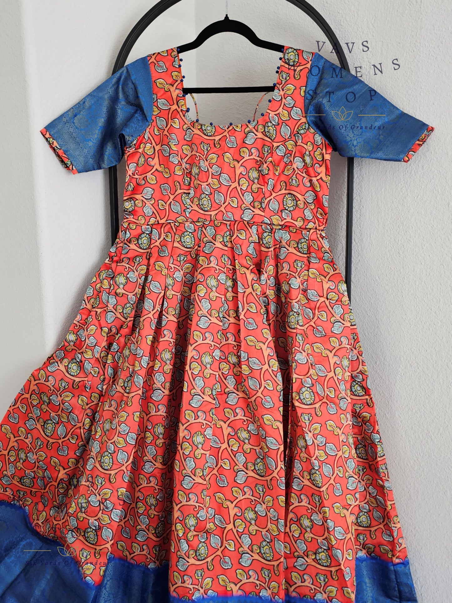 Kalamkari Print Benarasi Silk Long Frock