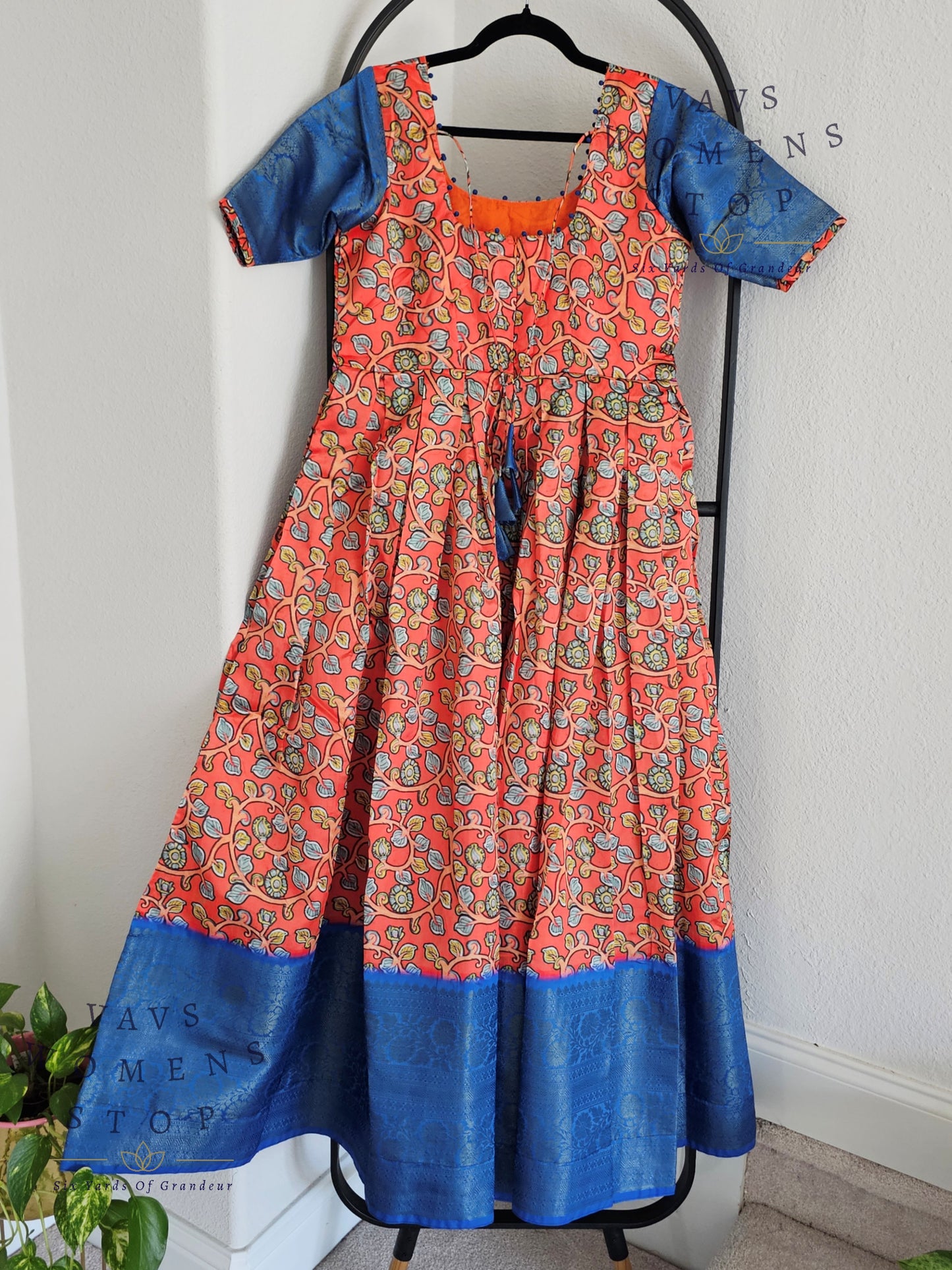 Kalamkari Print Benarasi Silk Long Frock
