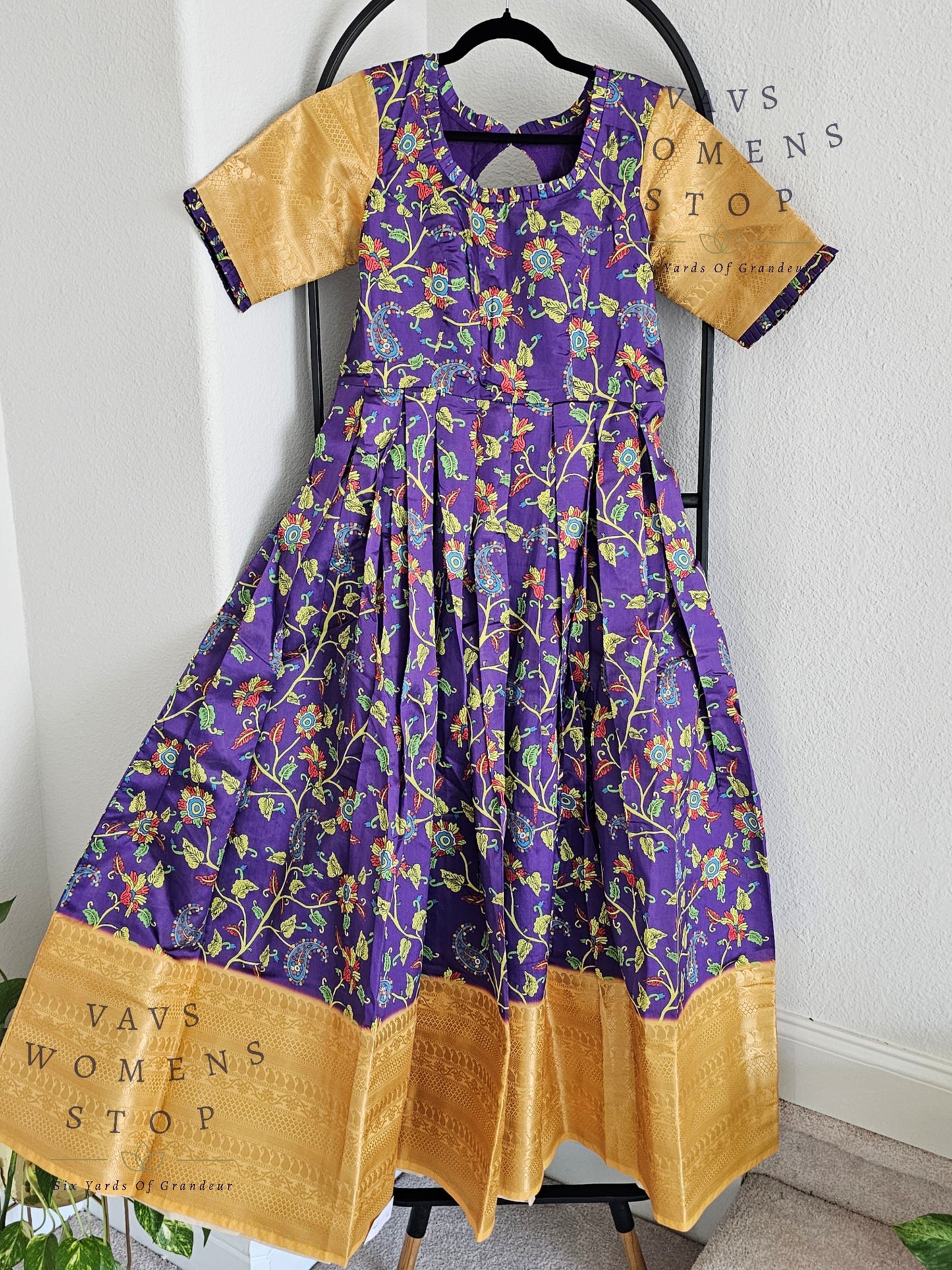 Kalamkari Print Benarasi Silk Long Frock